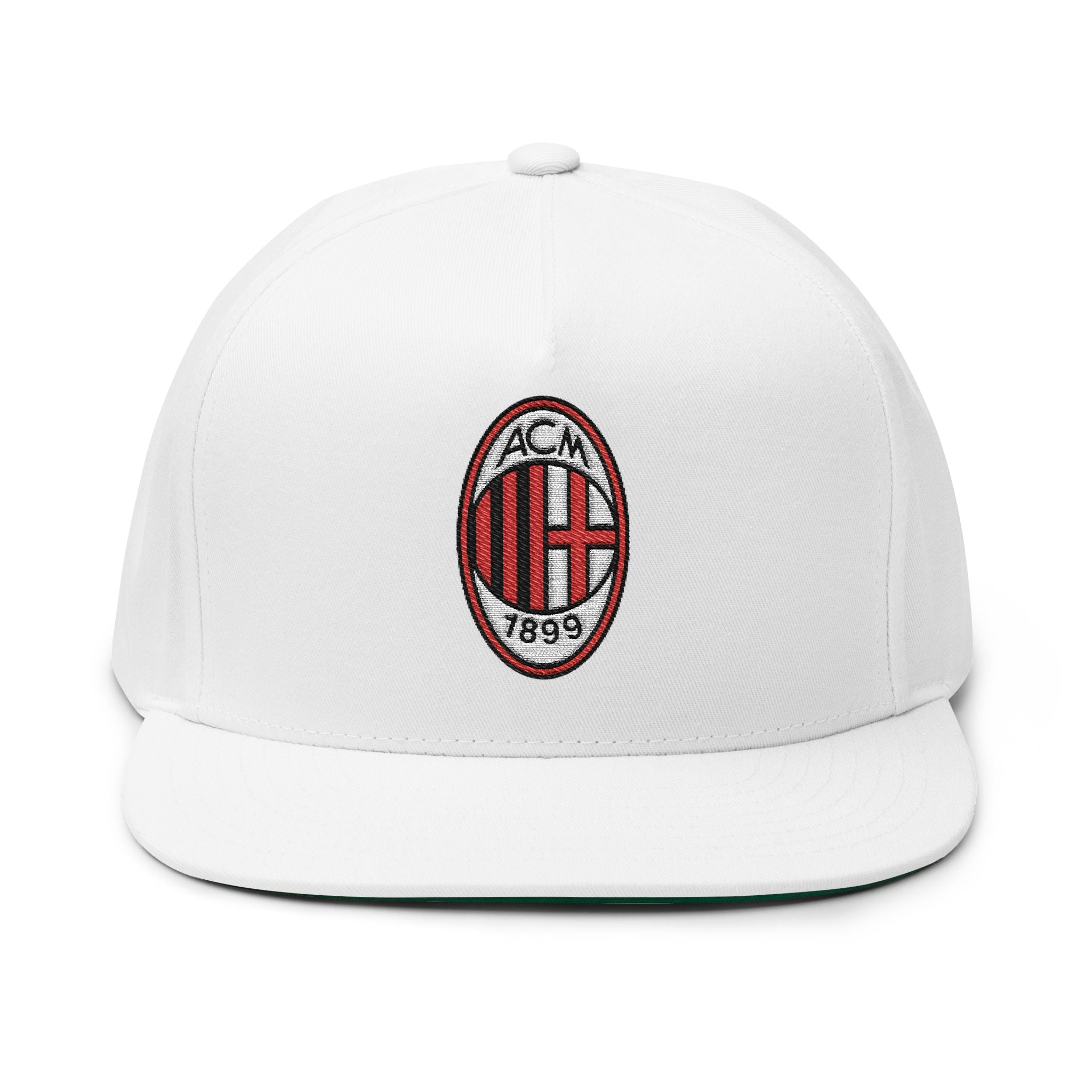 Embroidered Flat Bill Cap AC Milan Crest Snapback