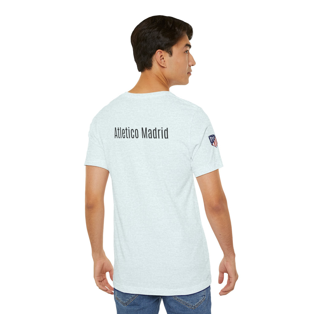 Atletico Madrid Shield T-Shirt Front Chest & Sleeve Logo Soccer Tee
