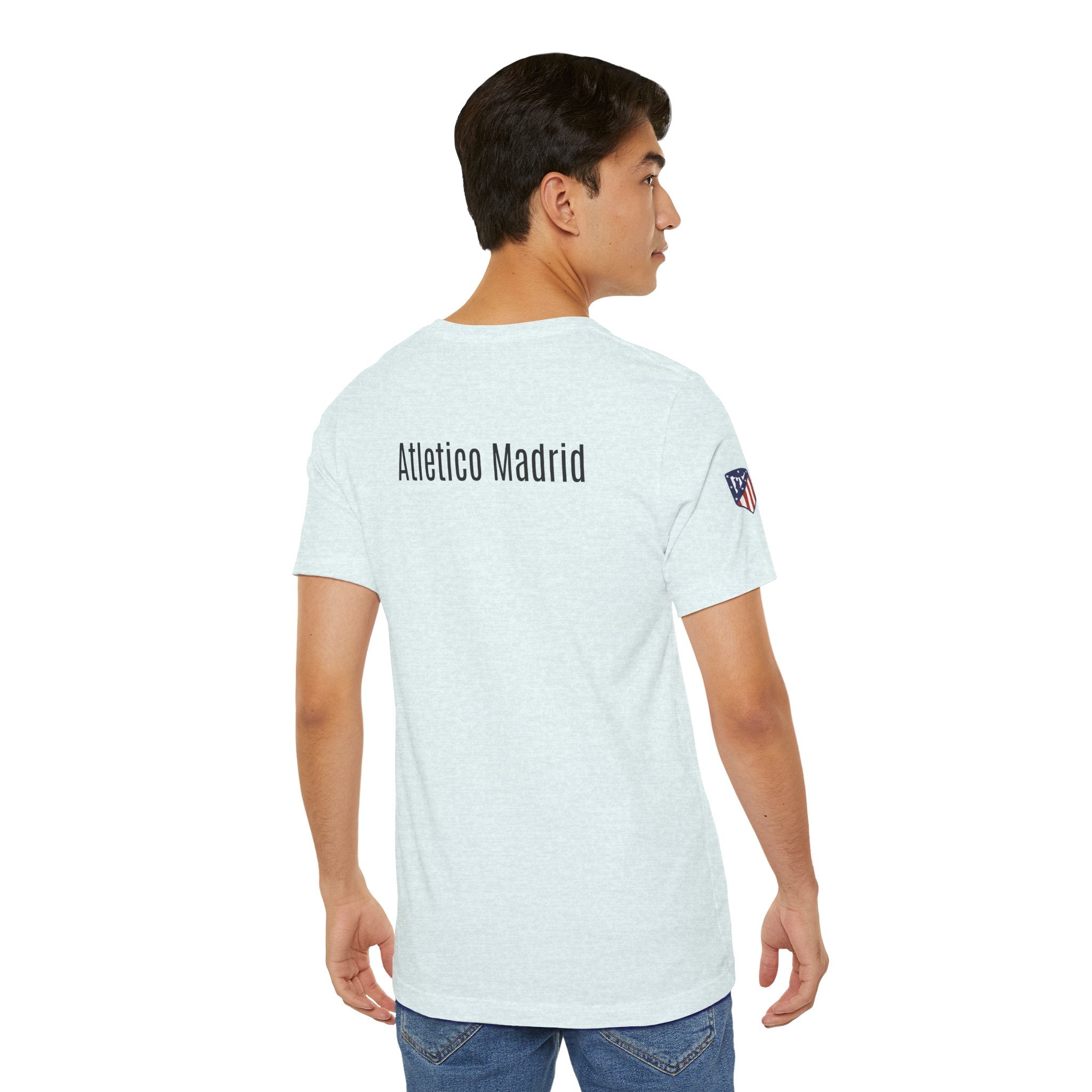 Atletico Madrid Shield T-Shirt Front Chest & Sleeve Logo Soccer Tee