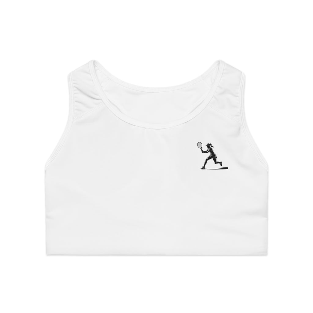 Tennis Sports Bra Minimalist Female Player Silhouette Athletic Crop Top