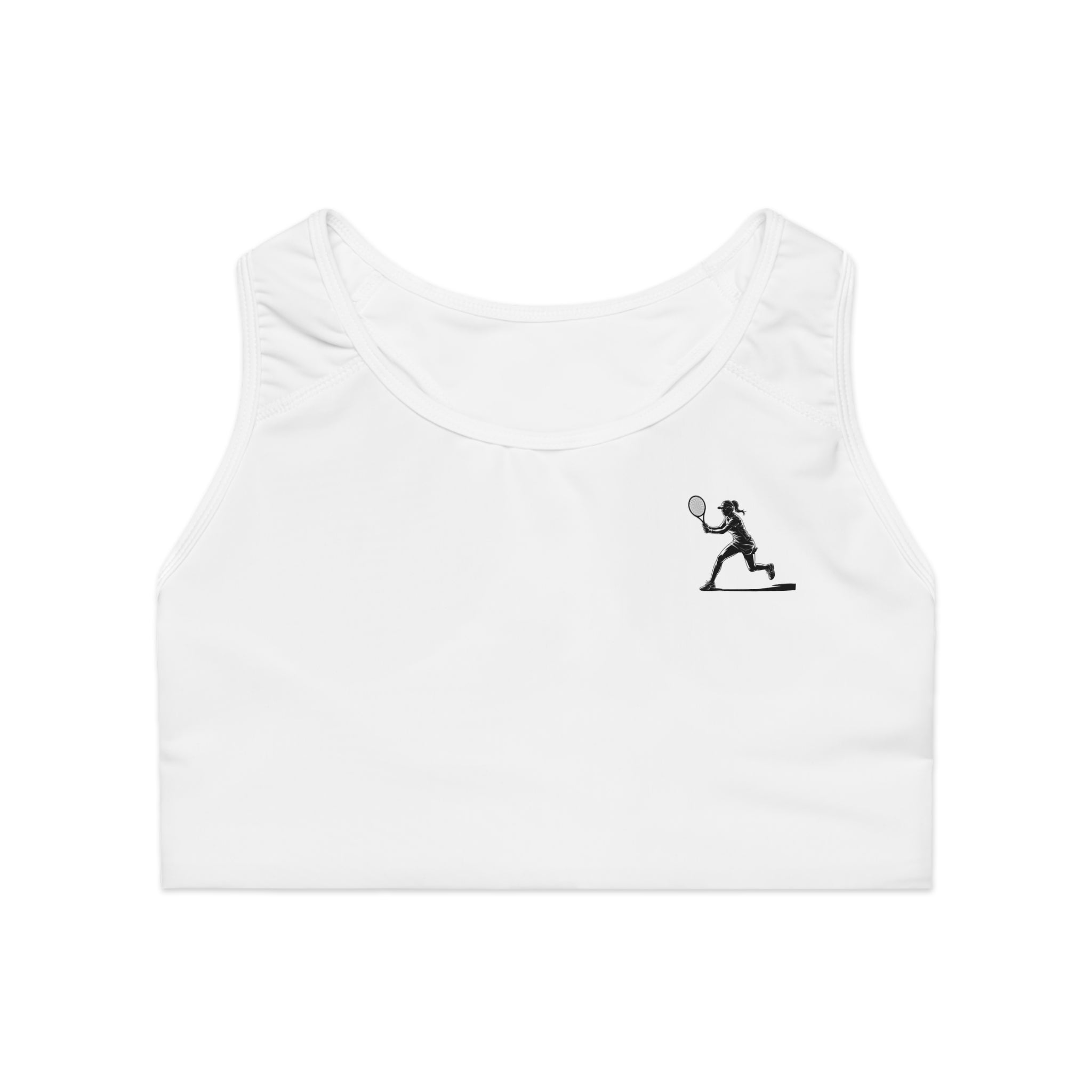 Tennis Sports Bra Minimalist Female Player Silhouette Athletic Crop Top