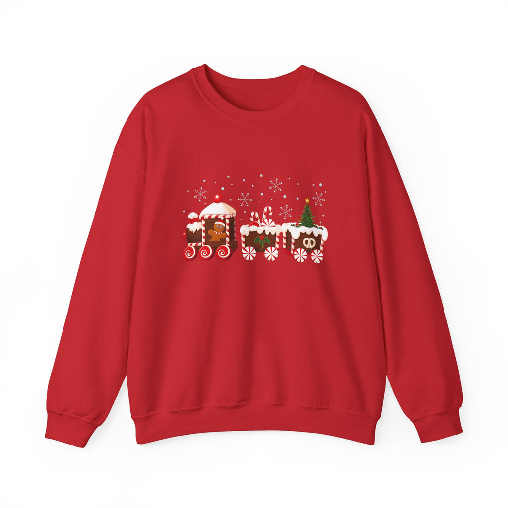 Gingerbread Train crewneck sweatshirt | Merry Christmas back print