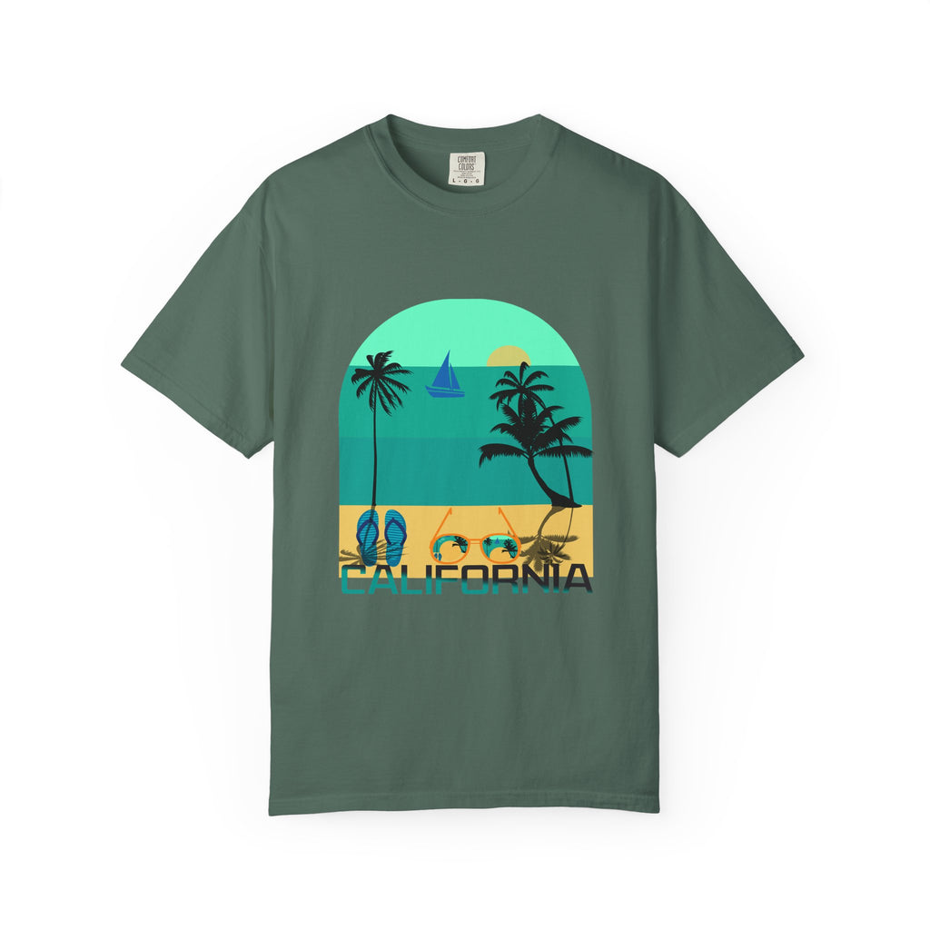 California Beach Surf T-Shirt  Retro Palm Trees & ‘SURFING’ Graphic
