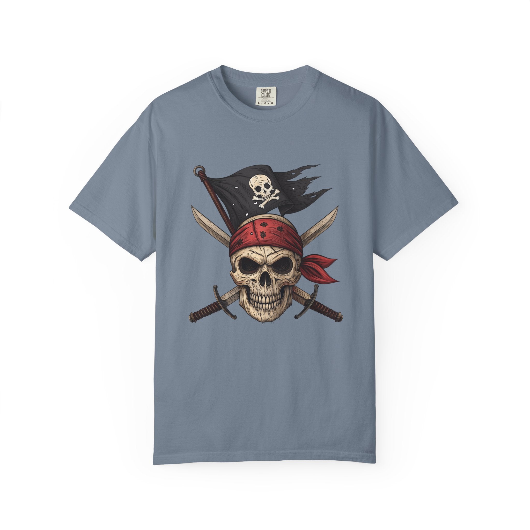 Pirate Skull T-Shirt Jolly Roger Bandana Graphic Tee