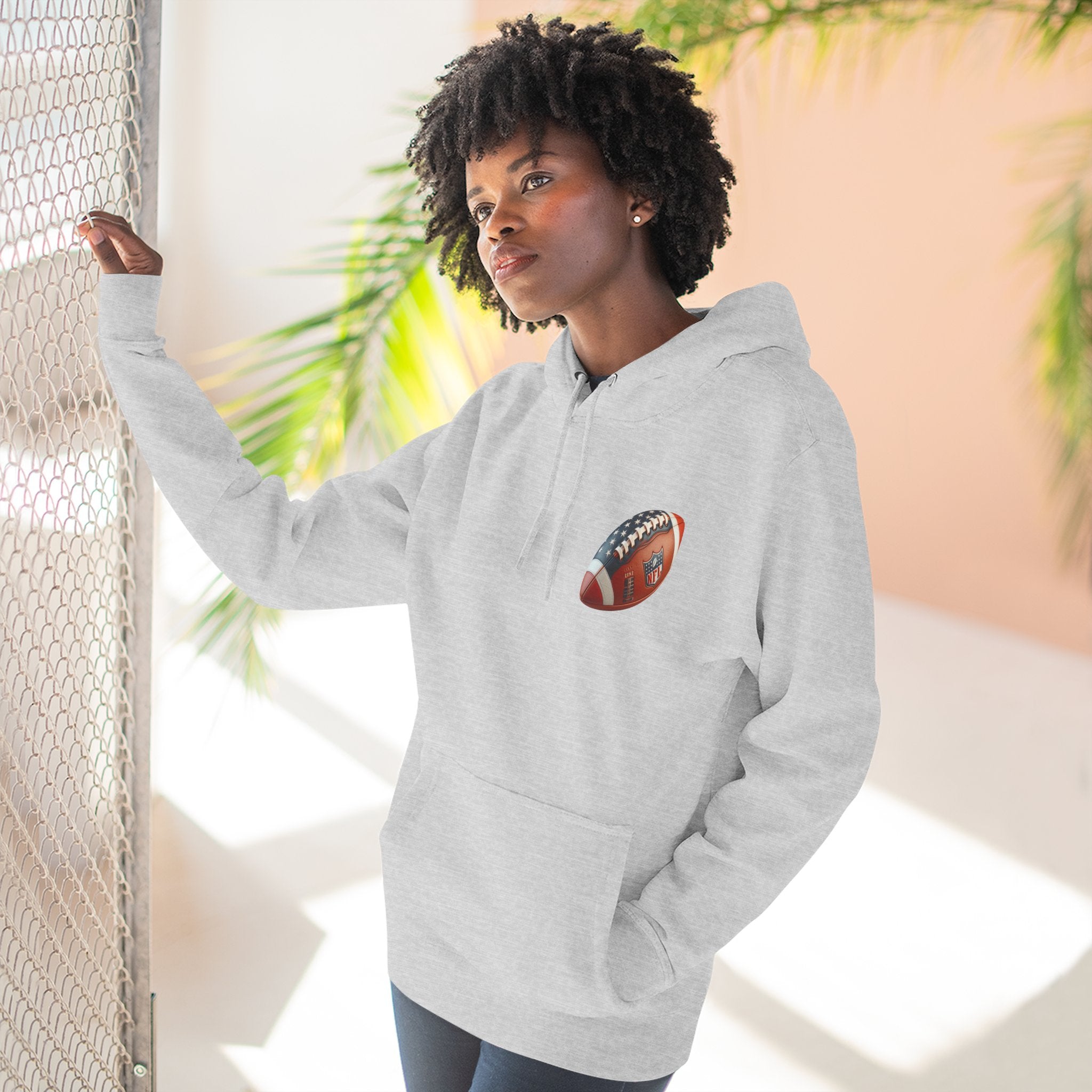 Football Helmet Skull Hoodie Graphic Fleece Pullover for Fans