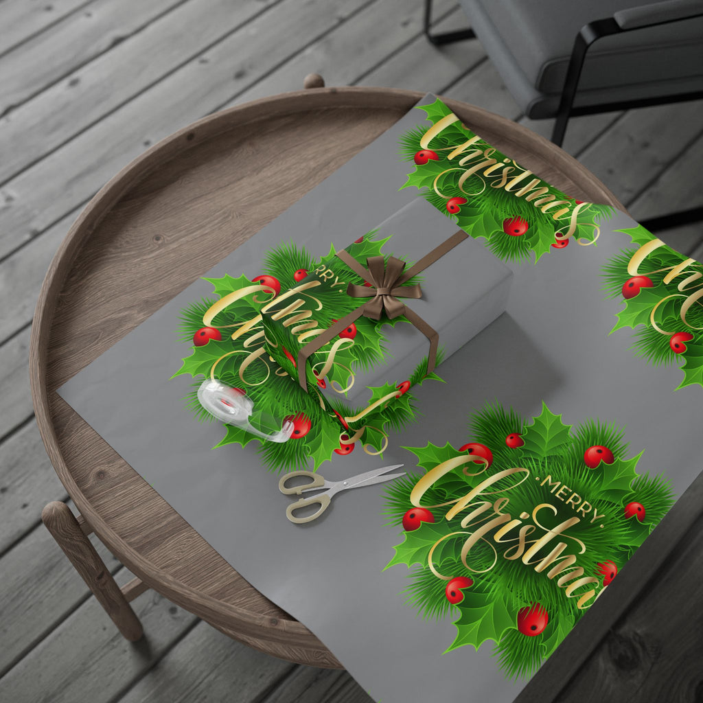Holly & Berries Wrapping Paper  Holiday Gift Wrap Roll