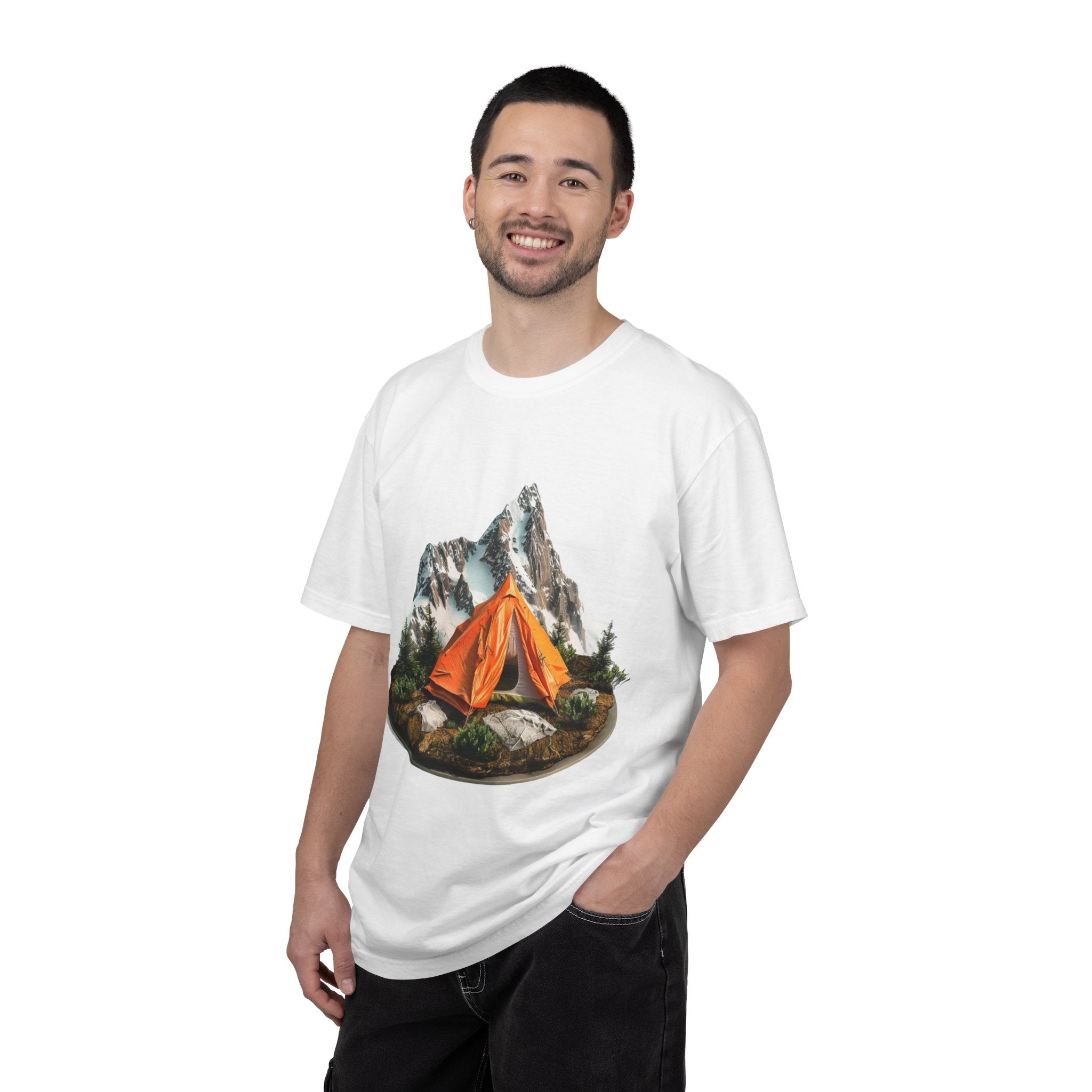 Mountain Camping Tent T-Shirt  Orange Tent Campsite Graphic