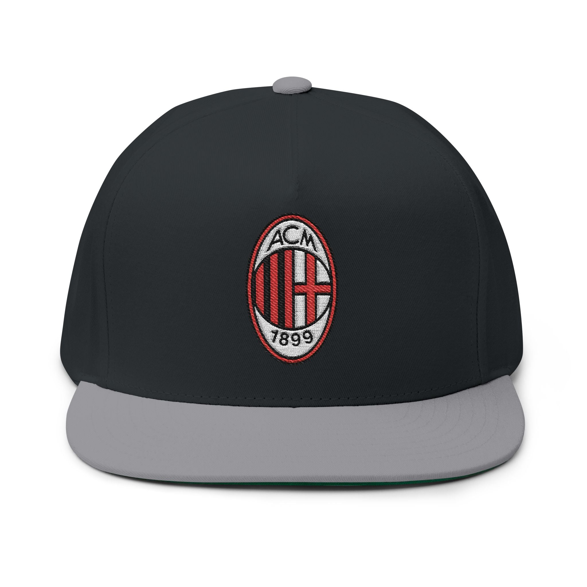 Embroidered Flat Bill Cap AC Milan Crest Snapback