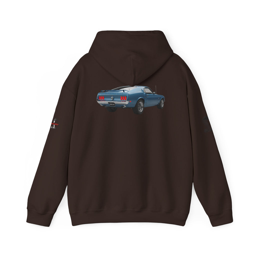 Classic Mustang Hoodie  Vintage Blue Pony Car Pullover