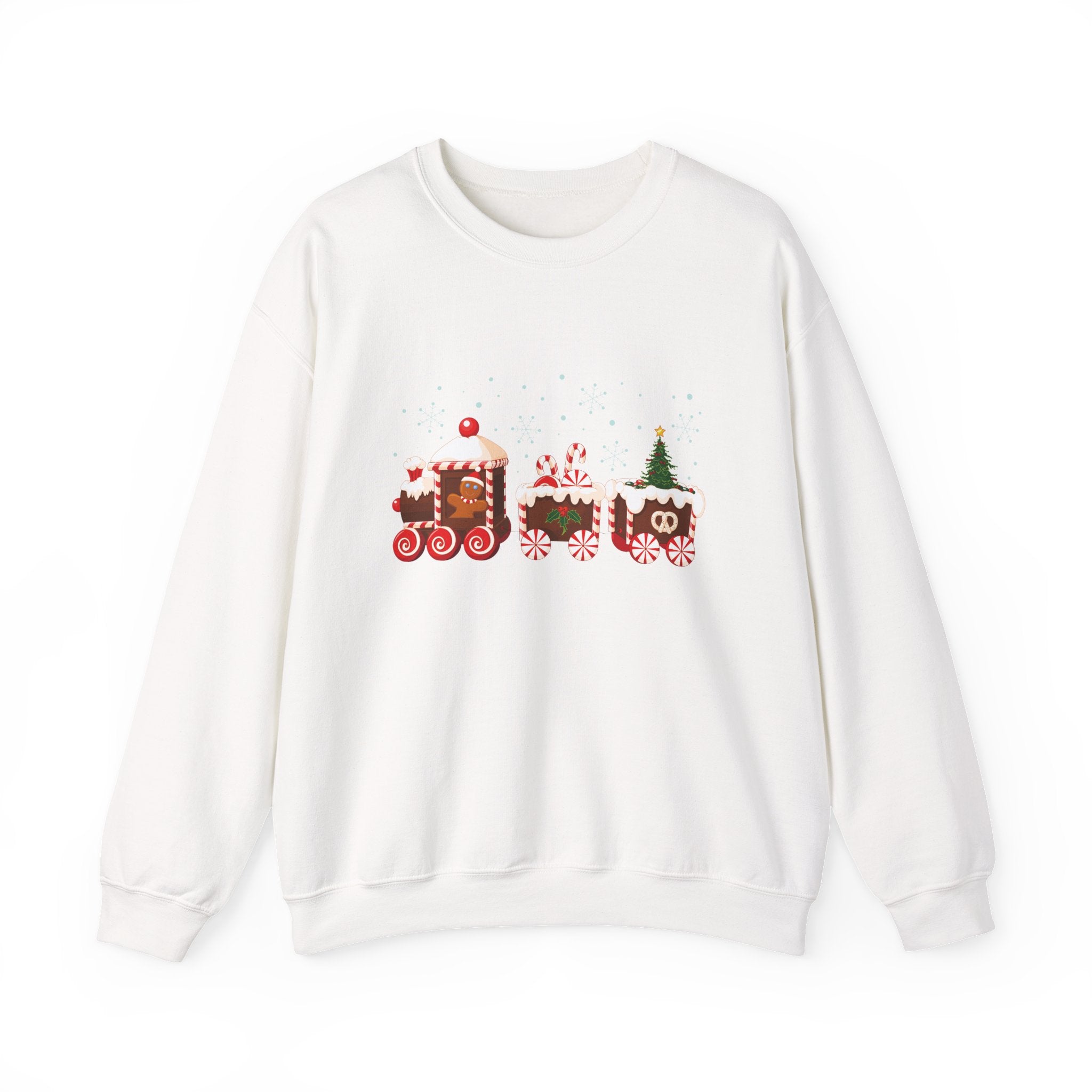 Gingerbread Train crewneck sweatshirt | Merry Christmas back print