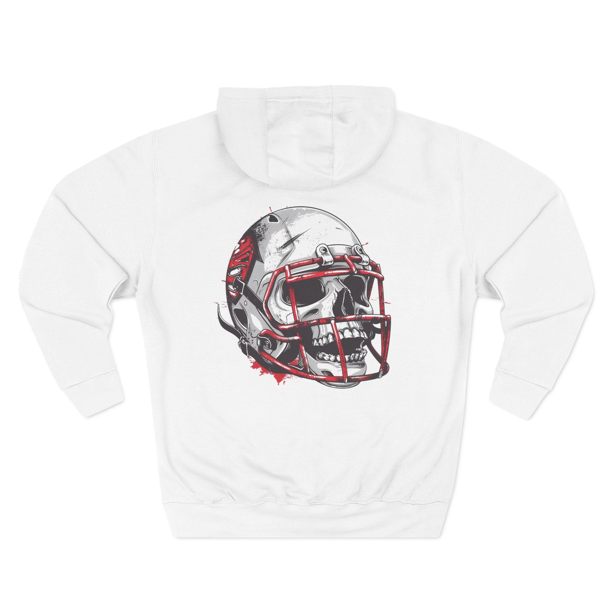 Football Helmet Skull Hoodie  Graphic Fleece Pullover for Fans