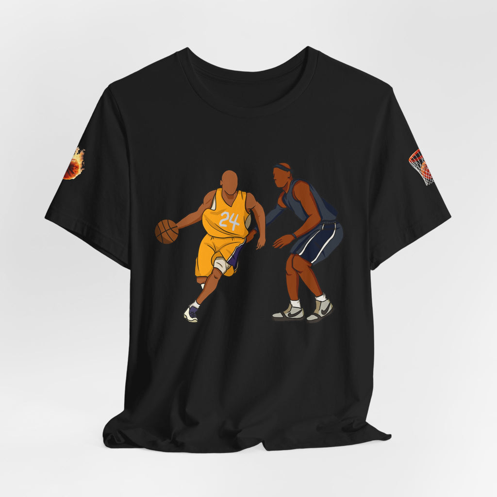 Basketball Players Tee Dribble Defender Court Illustration