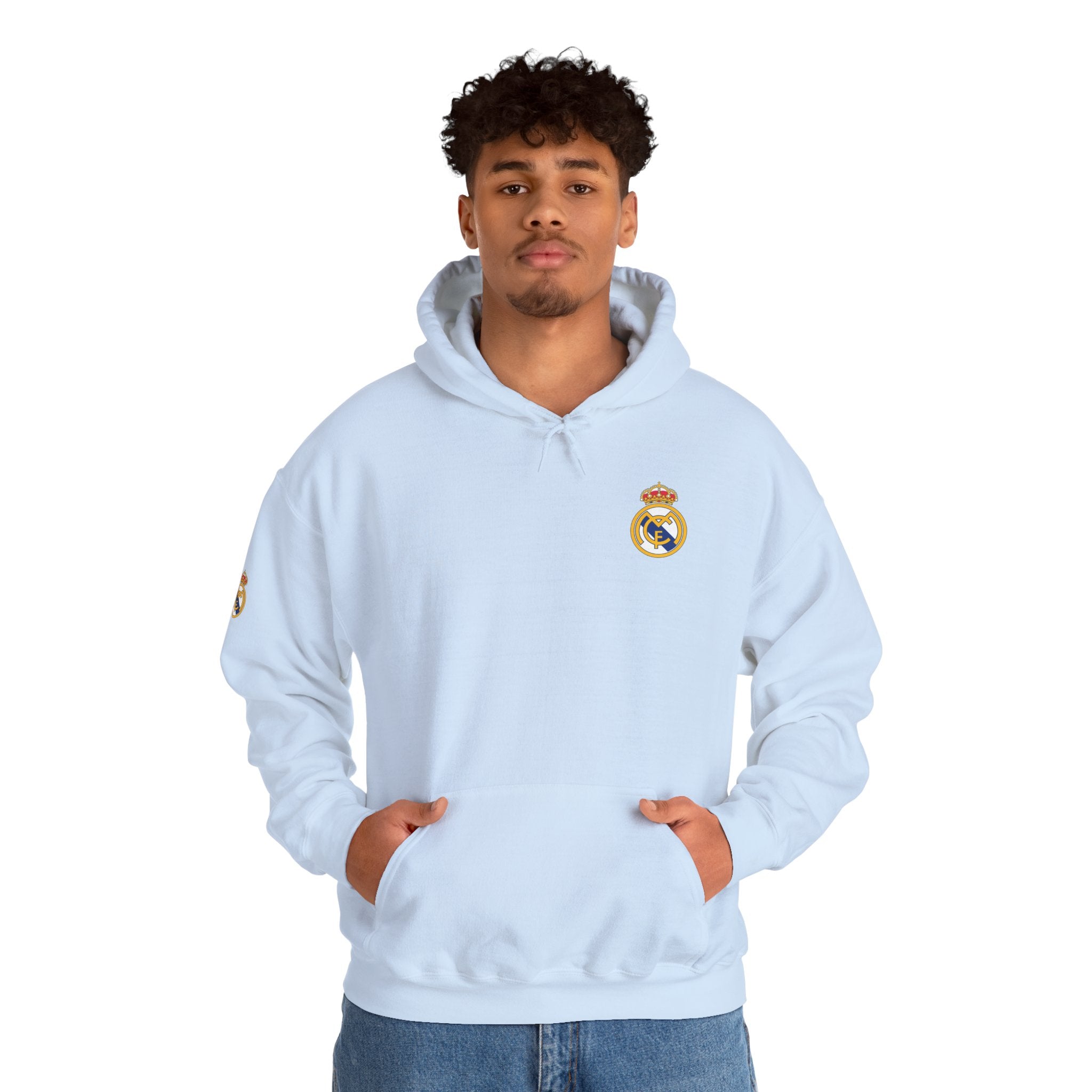 Real Madrid Crest Hoodie  Minimal White Soccer Pullover