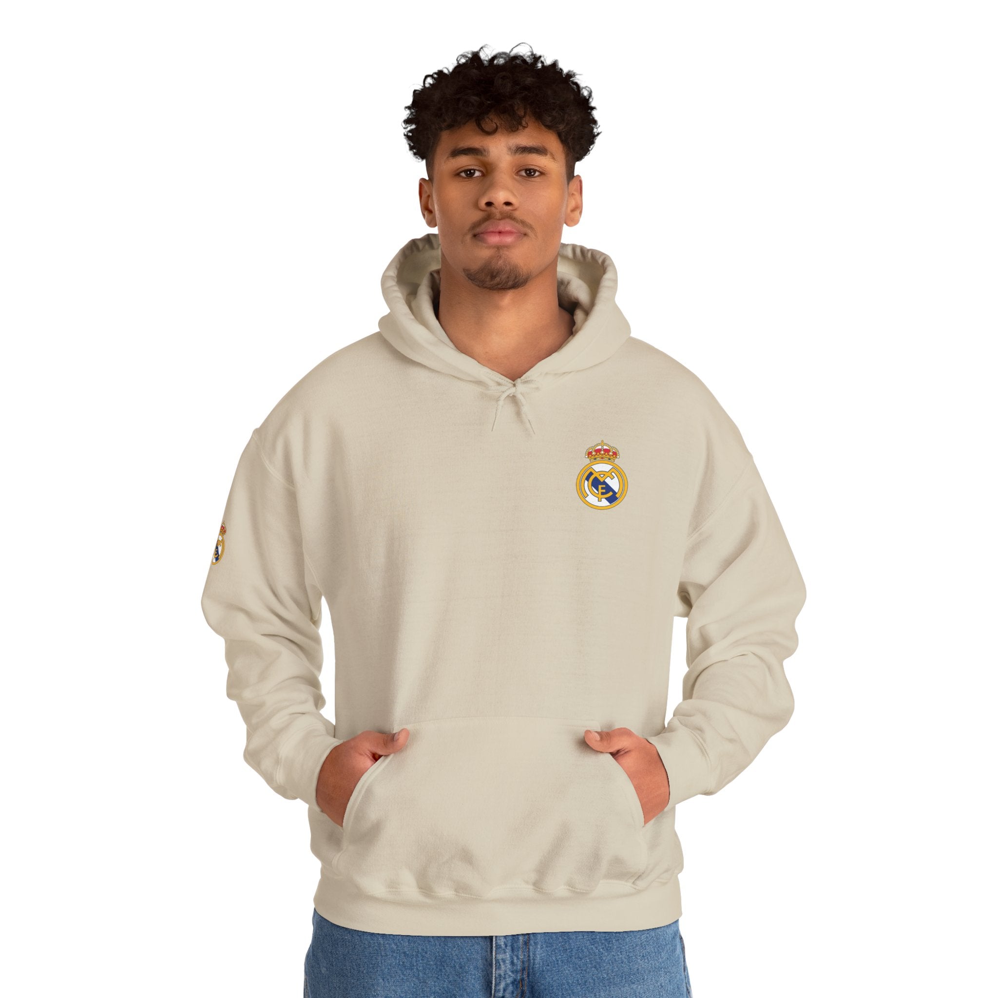 Real Madrid Crest Hoodie  Minimal White Soccer Pullover