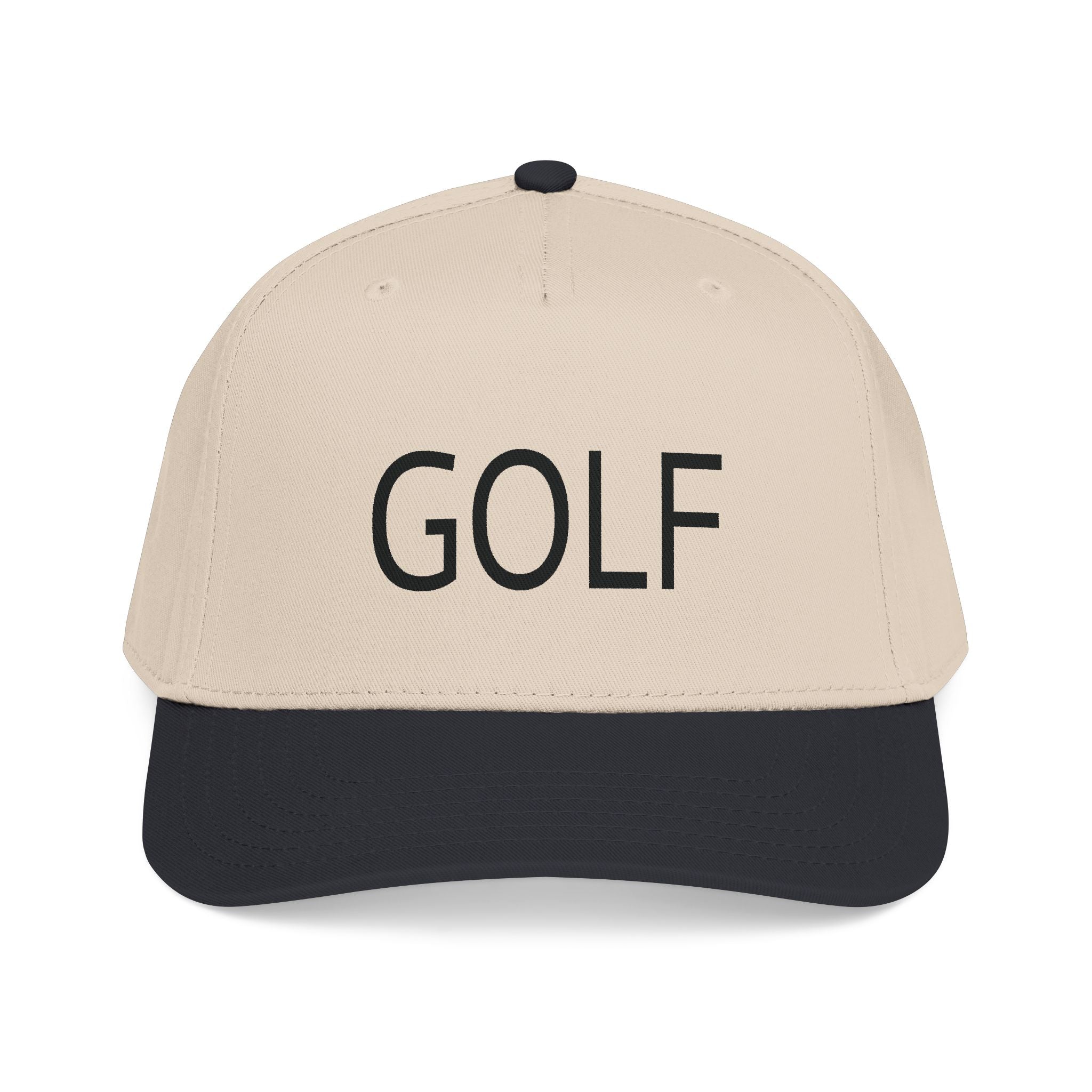 Golf Embroidered Mid Profile Cap — Classic Two-Tone Golf Hat