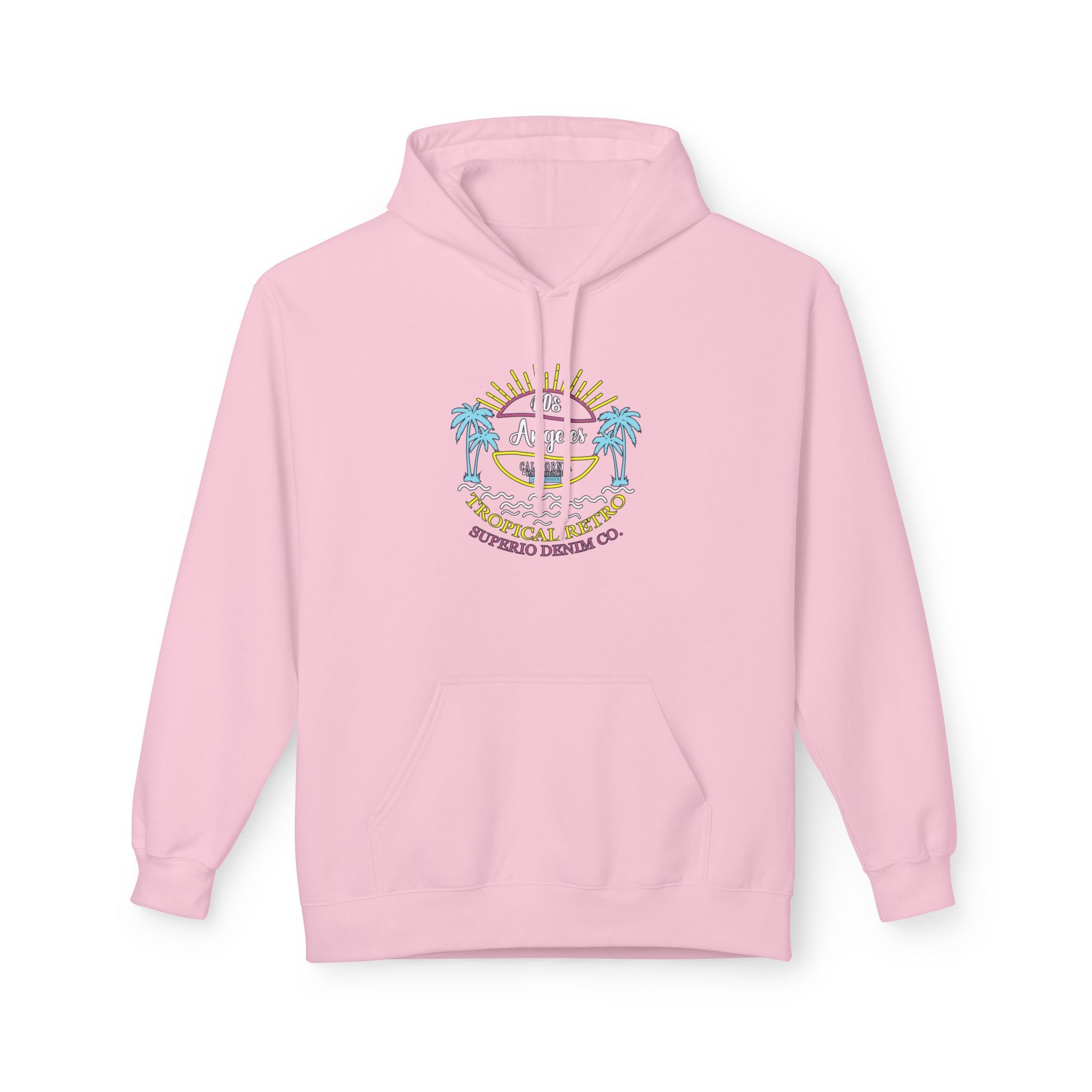 Surf Vibes Hoodie Coastal Palms & Sunset Graphic