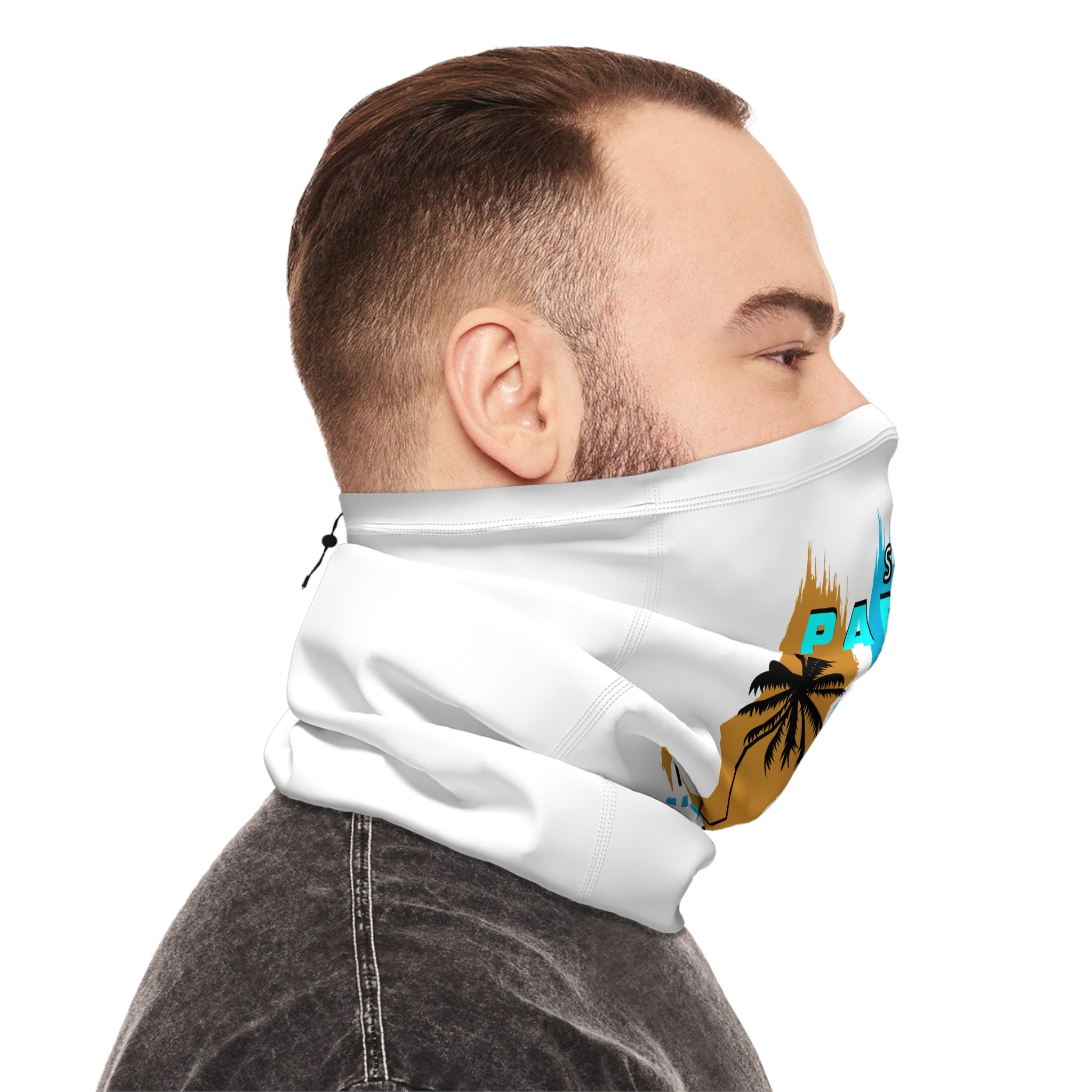 California Summer Paradise Neck Gaiter Palm Tree Beach Face Cover with Drawstring