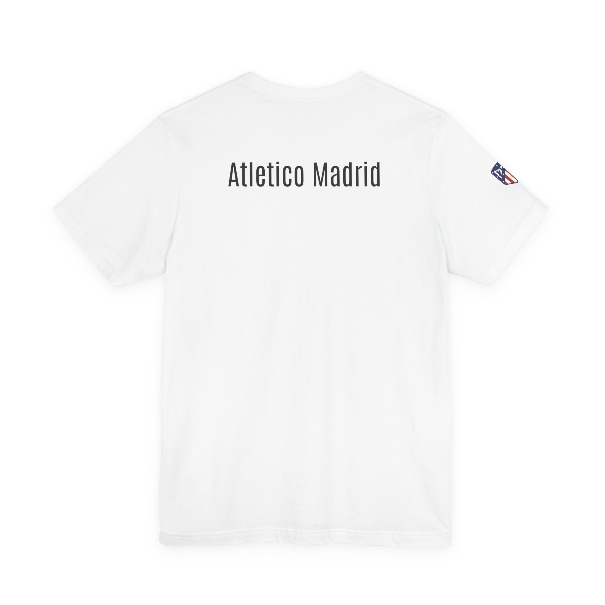 Atletico Madrid Shield T-Shirt Front Chest & Sleeve Logo Soccer Tee