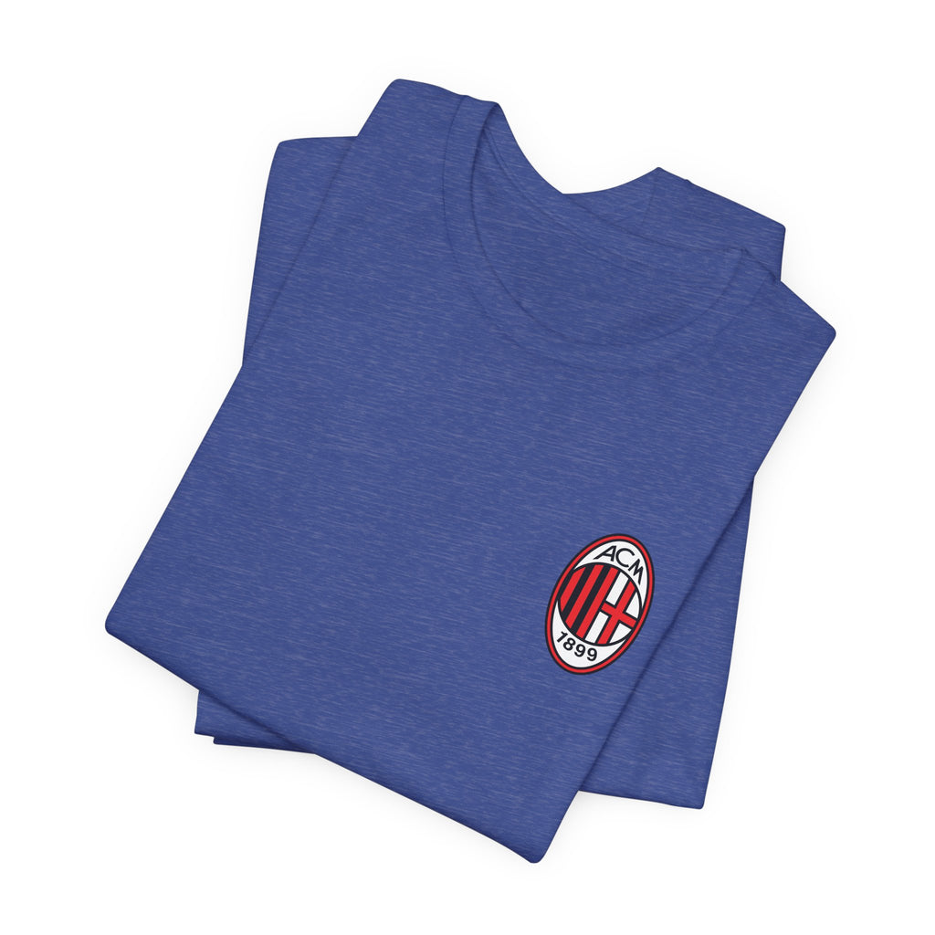 AC Milan Crest T-Shirt Minimal Soccer Tee with 'AC Milan' Back Print