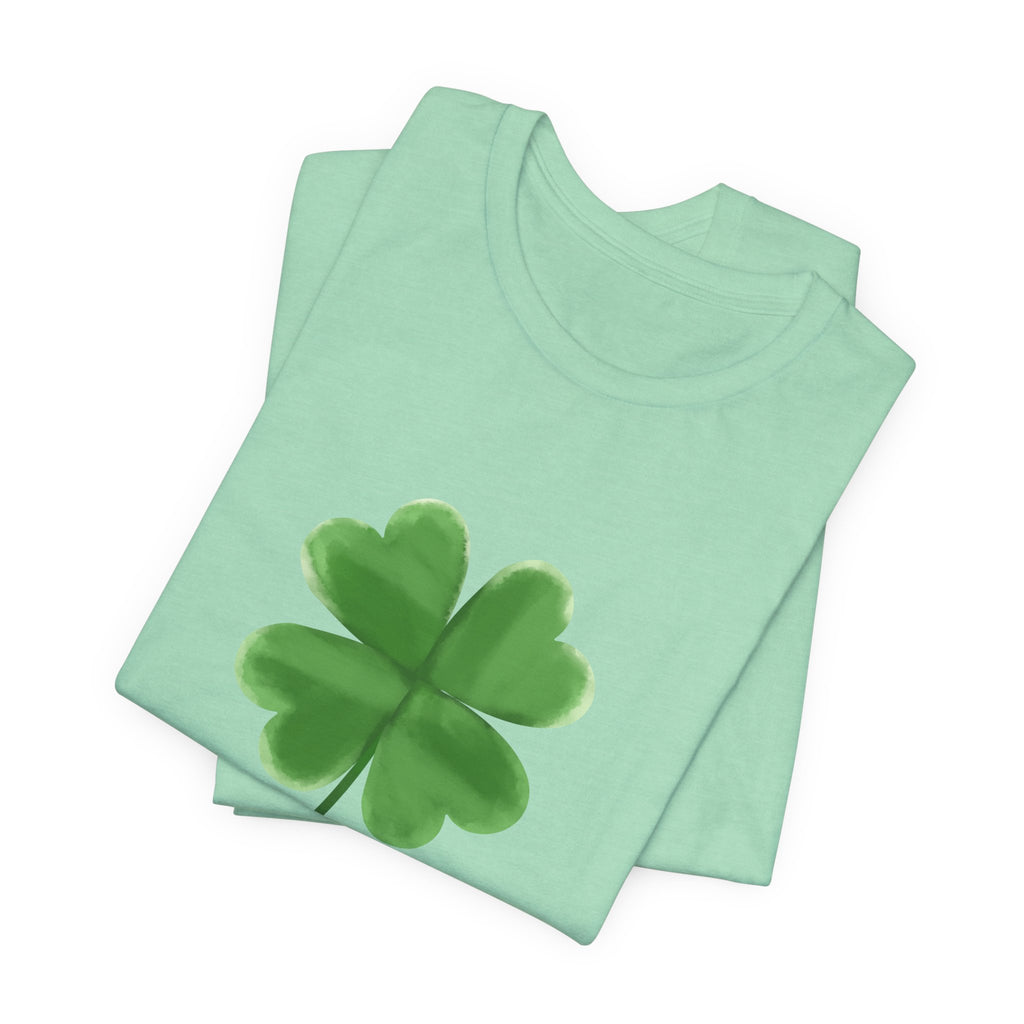 Green Four-Leaf Clover T-Shirt  Lucky Shamrock Tee