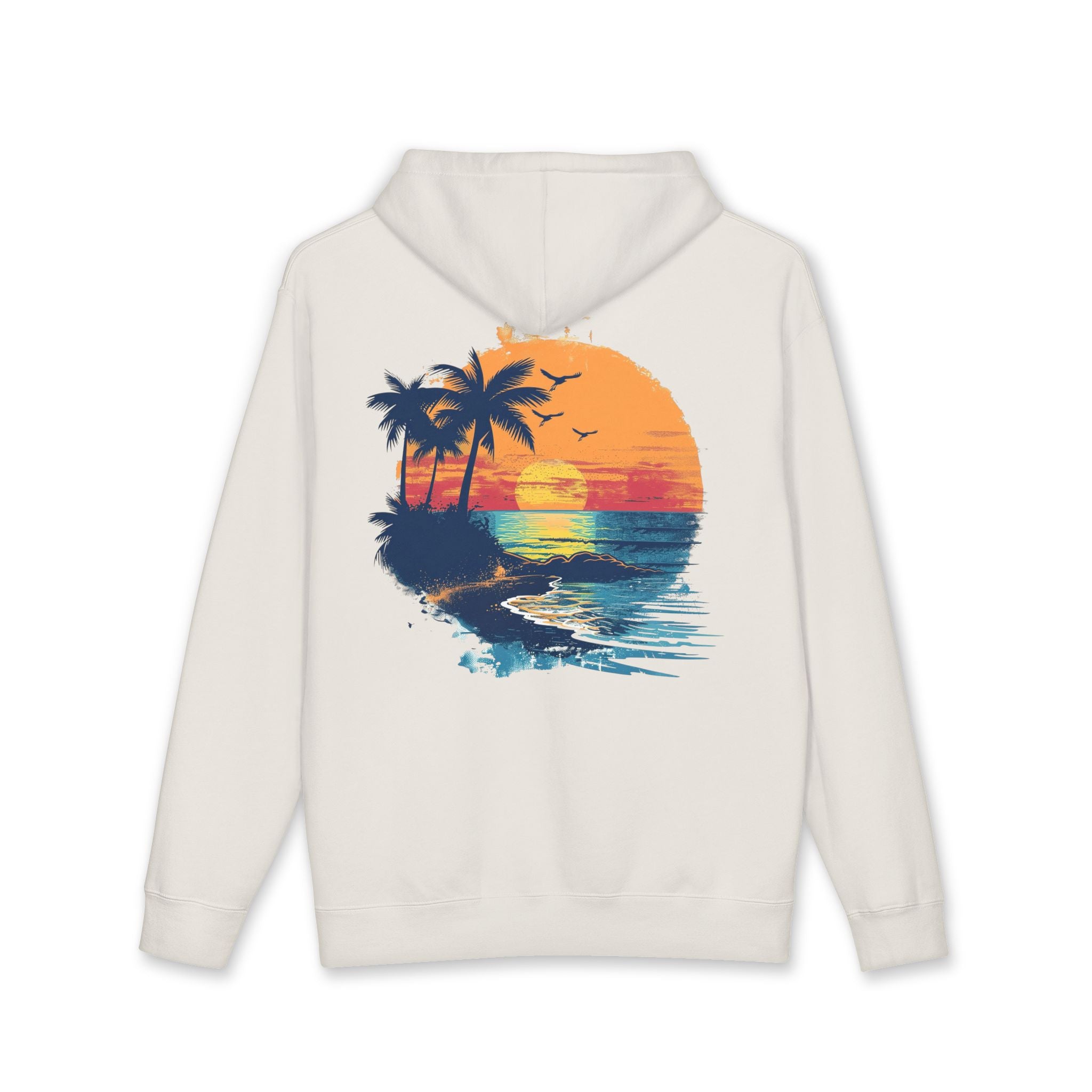 Beach Sunset Hoodie – Tropical Palm Trees & Flip Flops Graphic Sweatshirt