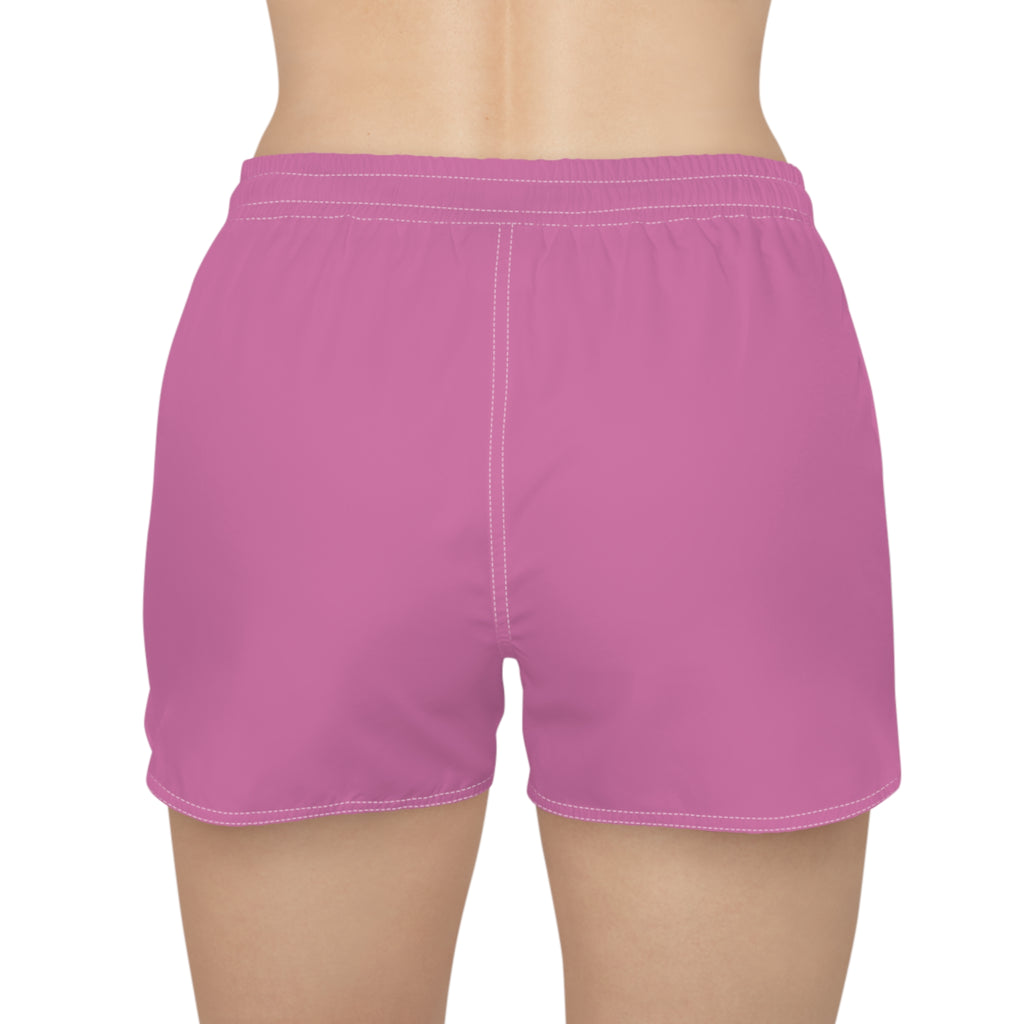 Pink Casual Women's Shorts with Navy Logo Comfortable Lounge & Athletic Beachwear