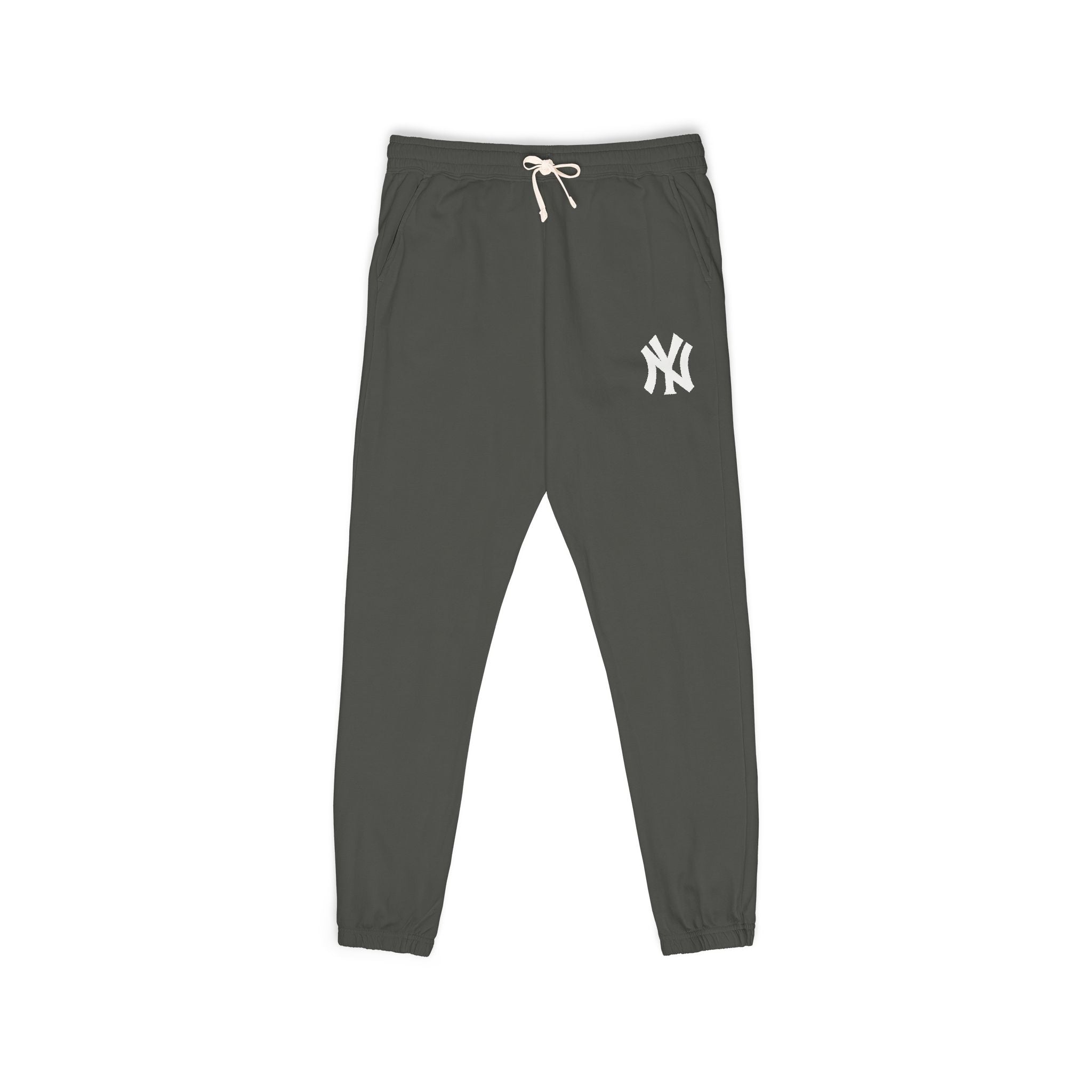 Fleece Sweatpants Vintage Washed Joggers with Distressed NY Logo