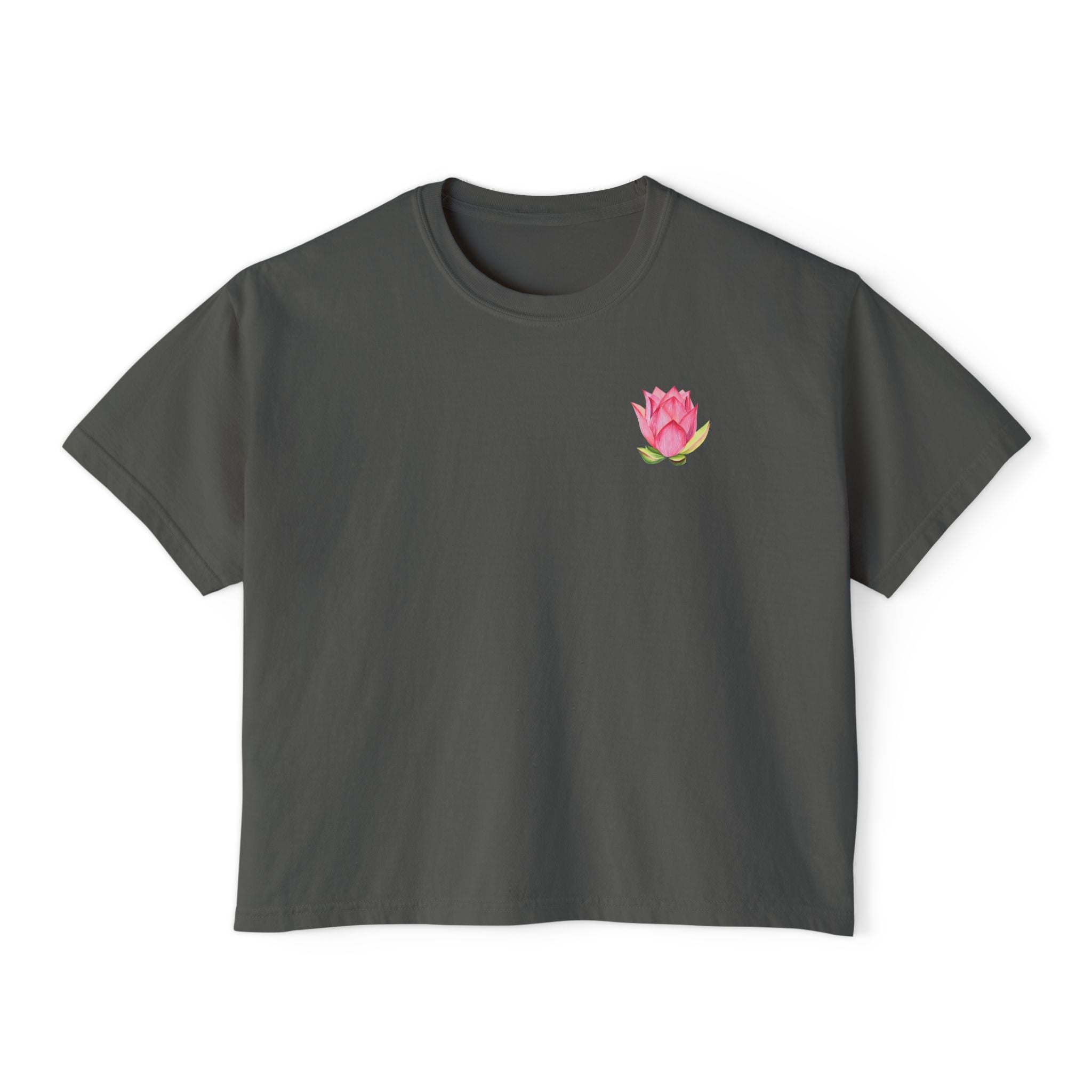 Yoga Time Boxy Tee — Women’s Cropped Yoga T‑Shirt with Lotus Graphic