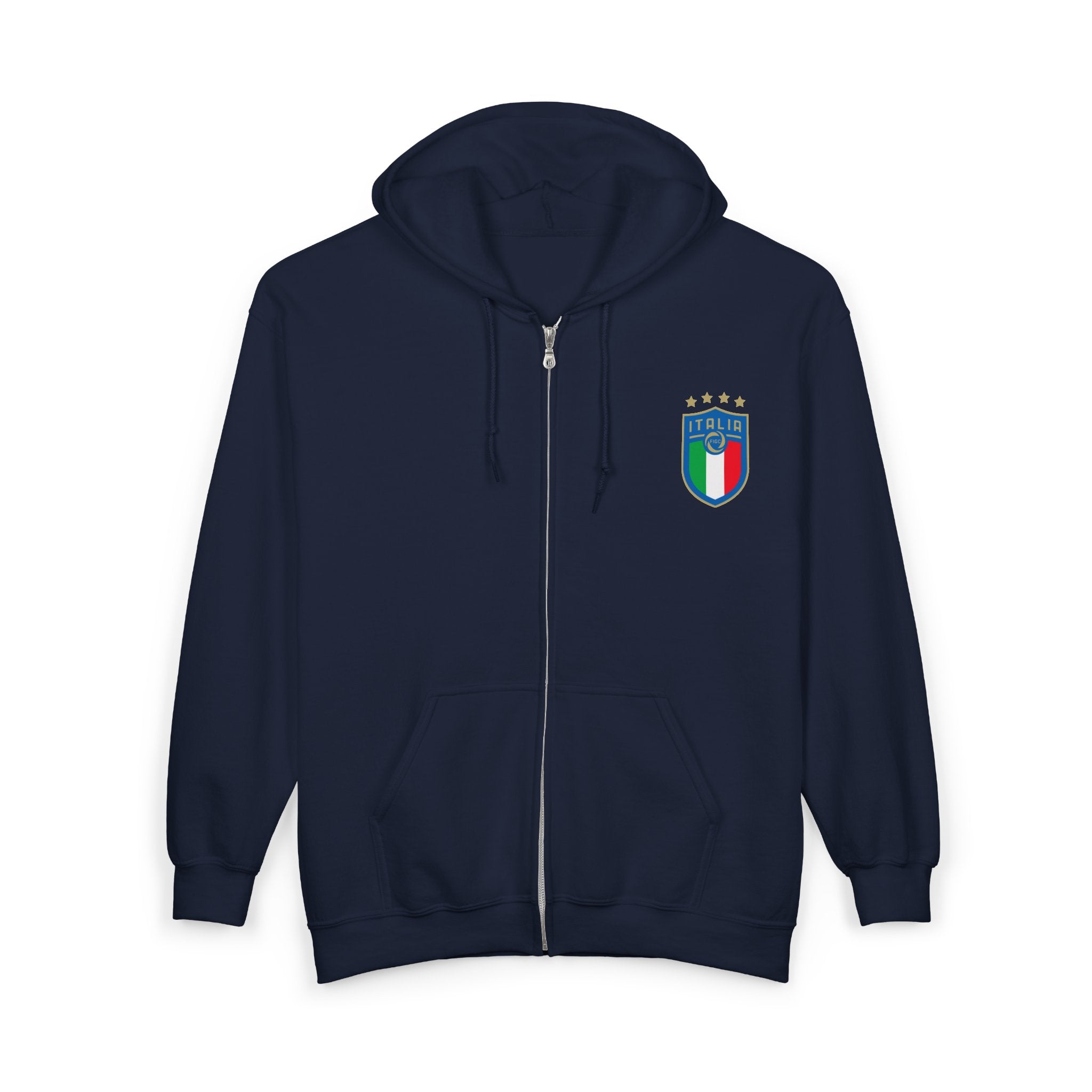 Italian Shield Crest Zip Hoodie  Italy Football Soccer Emblem
