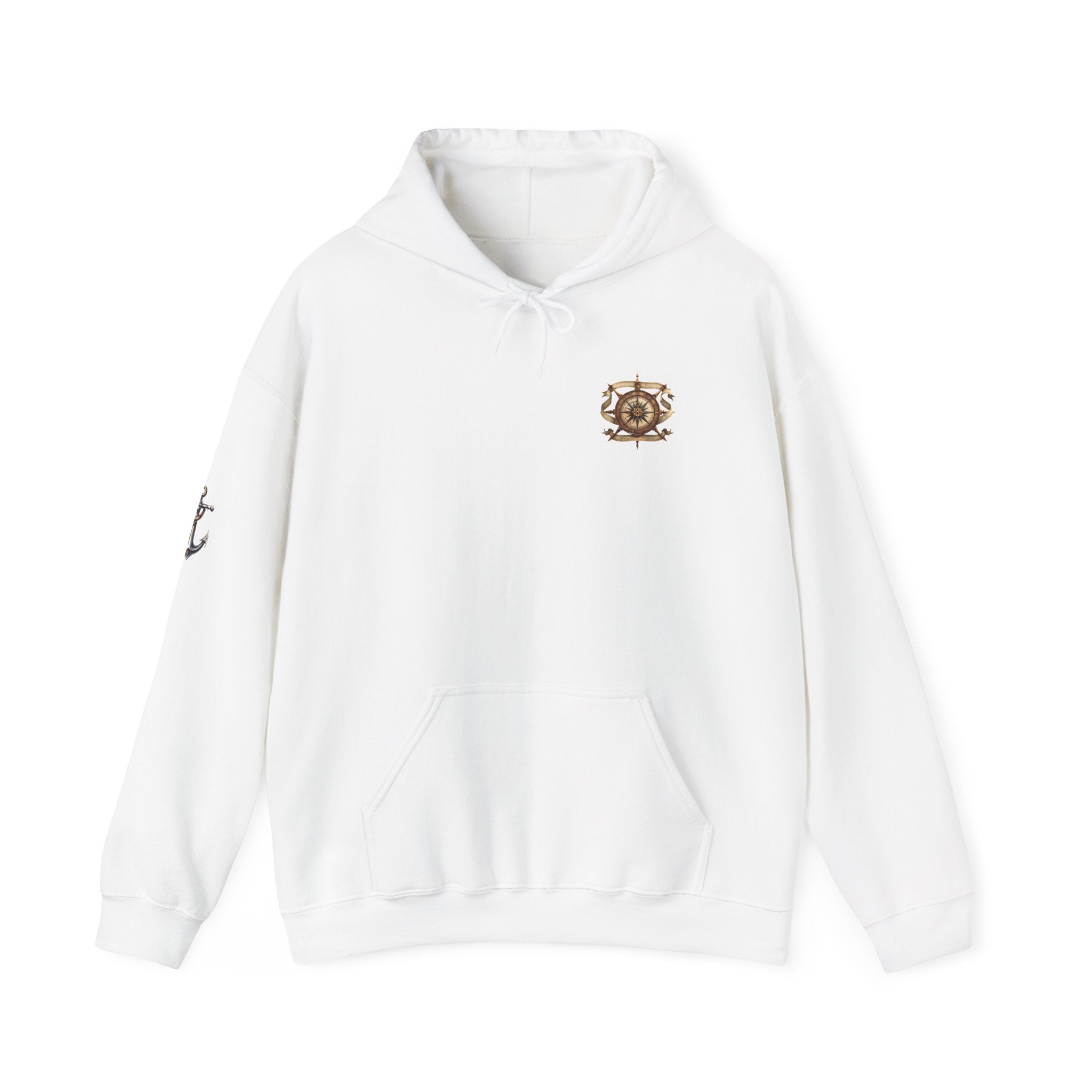 Nautical Ship Hoodie  Vintage Pirate Galleon Sweatshirt with Anchor Sleeve