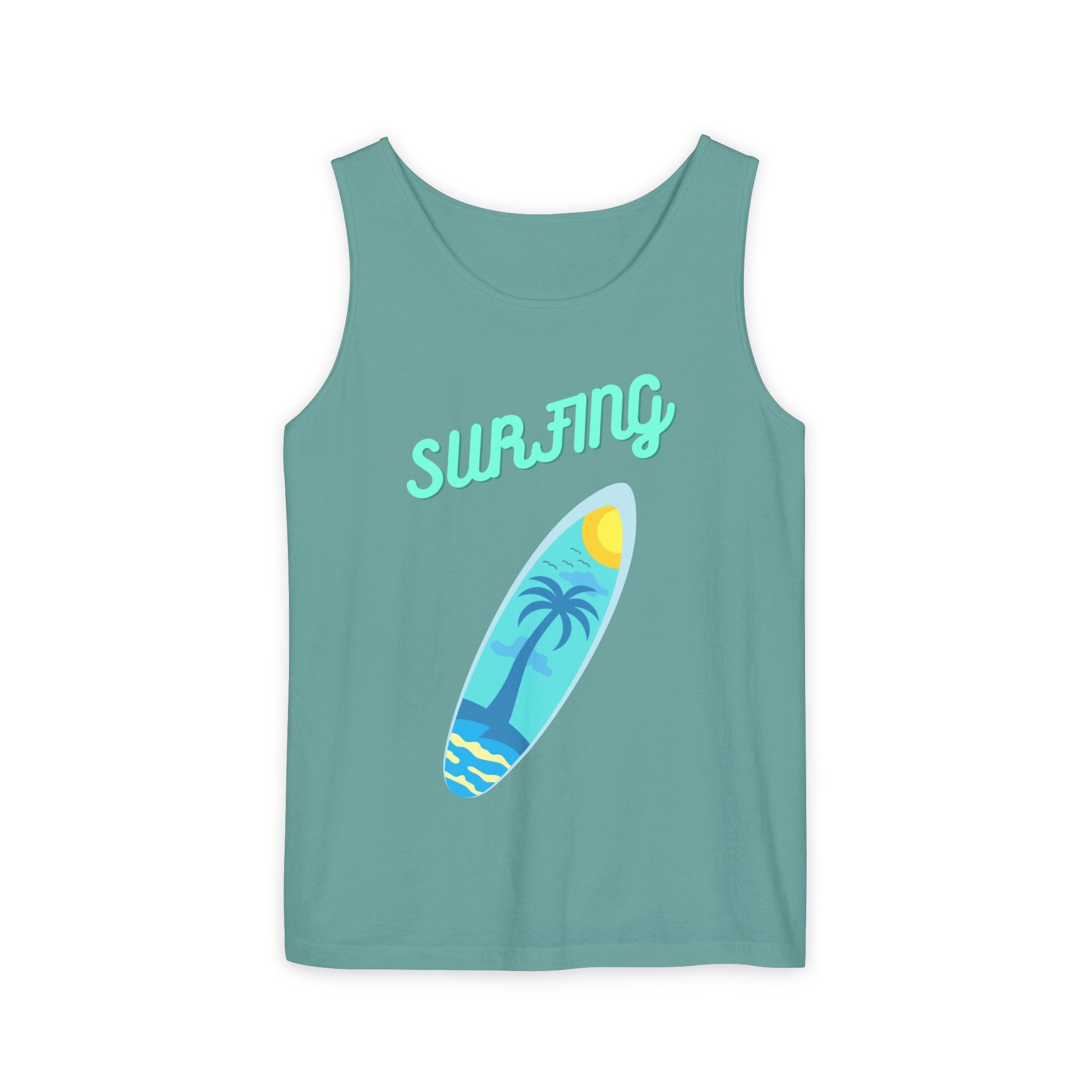 Surfing Graphic Tank Top Tropical Surfboard Beach Vibes