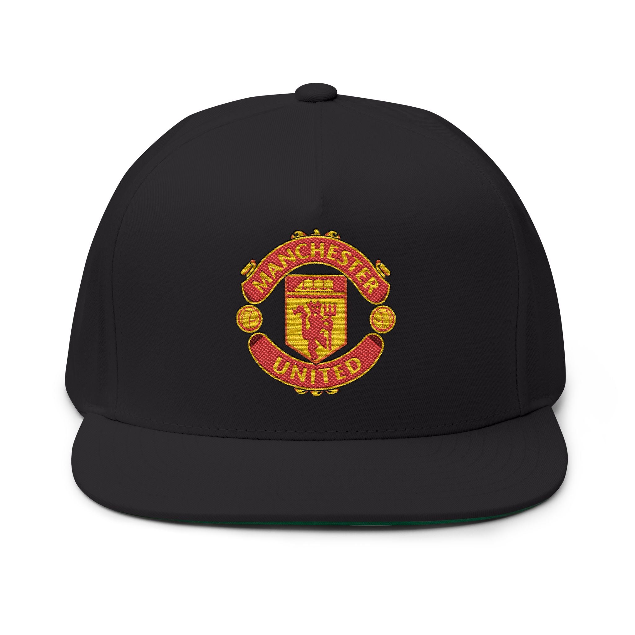 Embroidered Flat Bill Cap Manchester United Crest Snapback