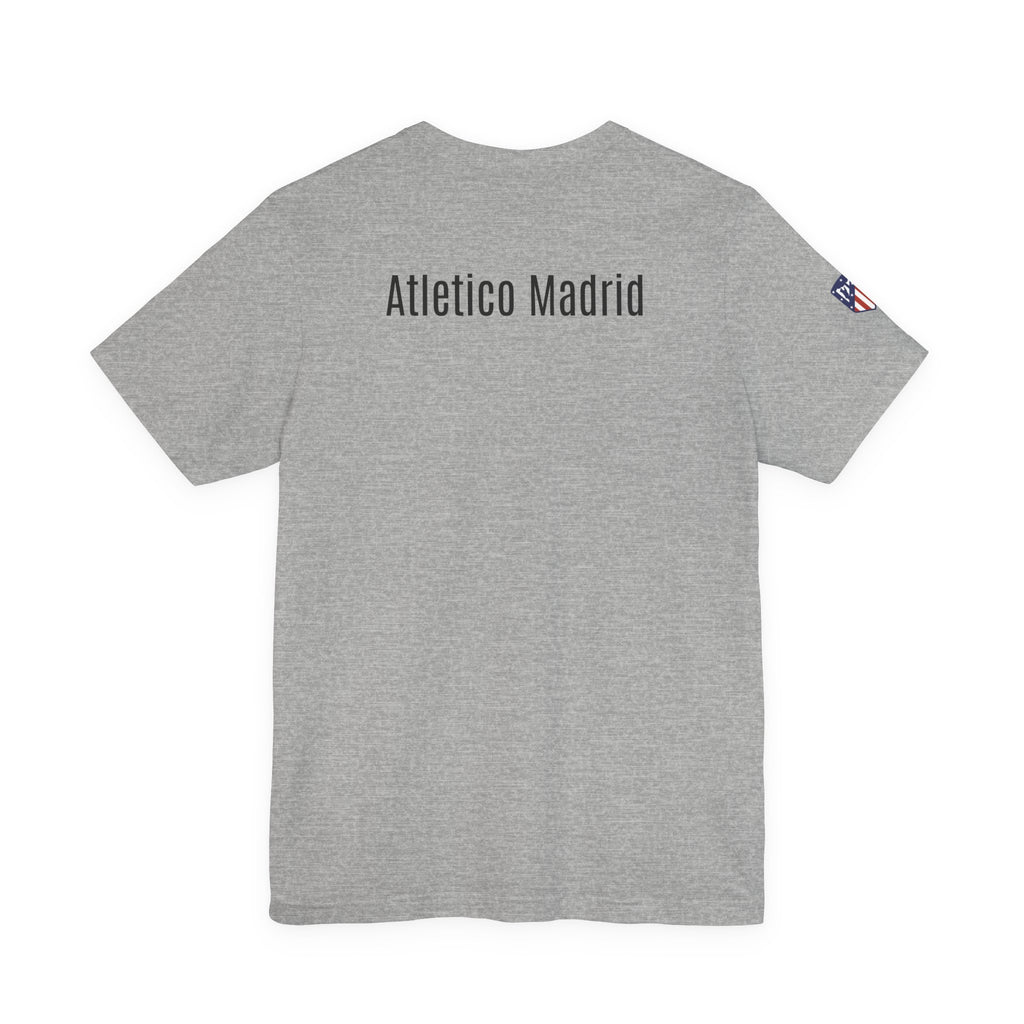 Atletico Madrid Shield T-Shirt Front Chest & Sleeve Logo Soccer Tee