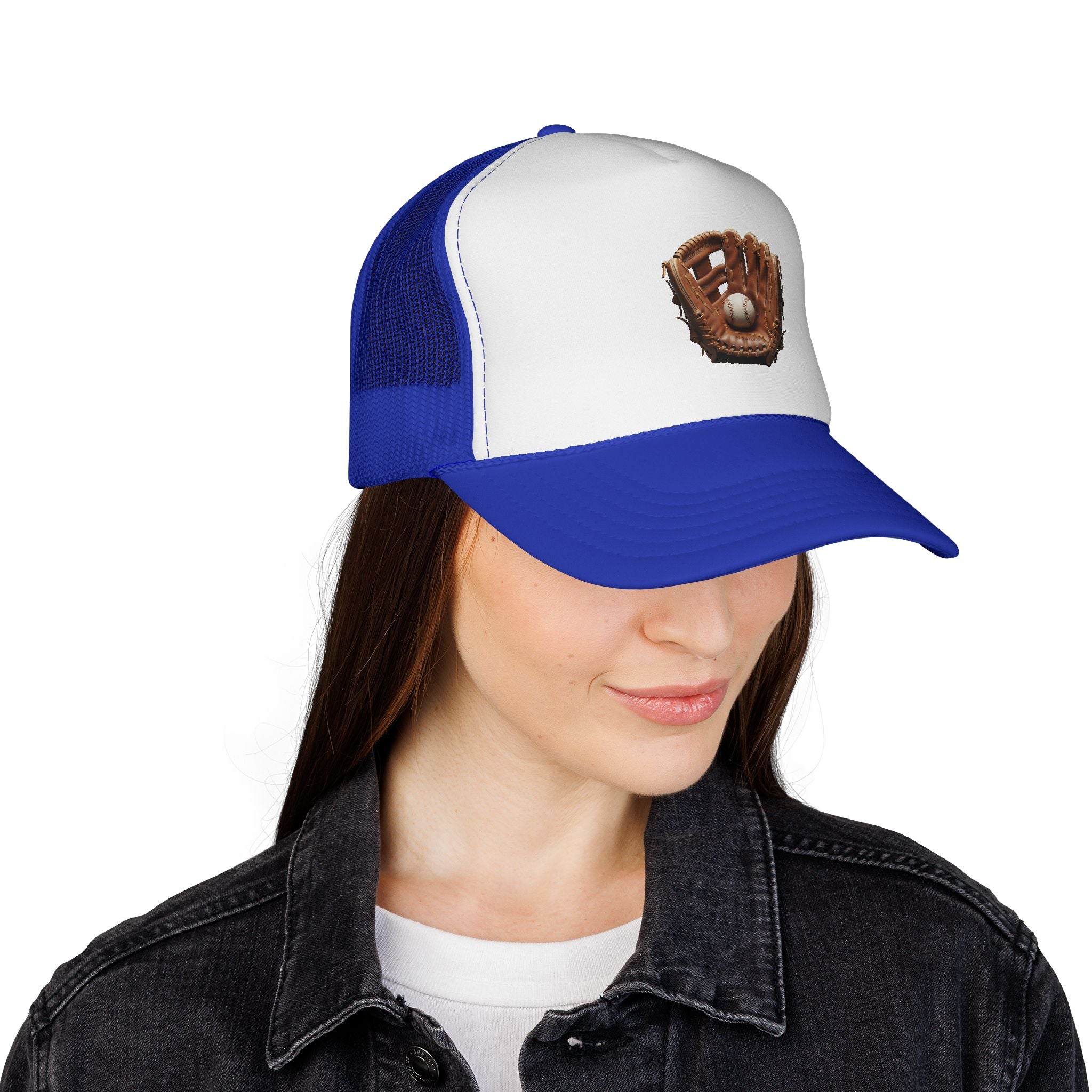 Baseball Glove Trucker Cap  Vintage Glove & Ball Mesh Hat