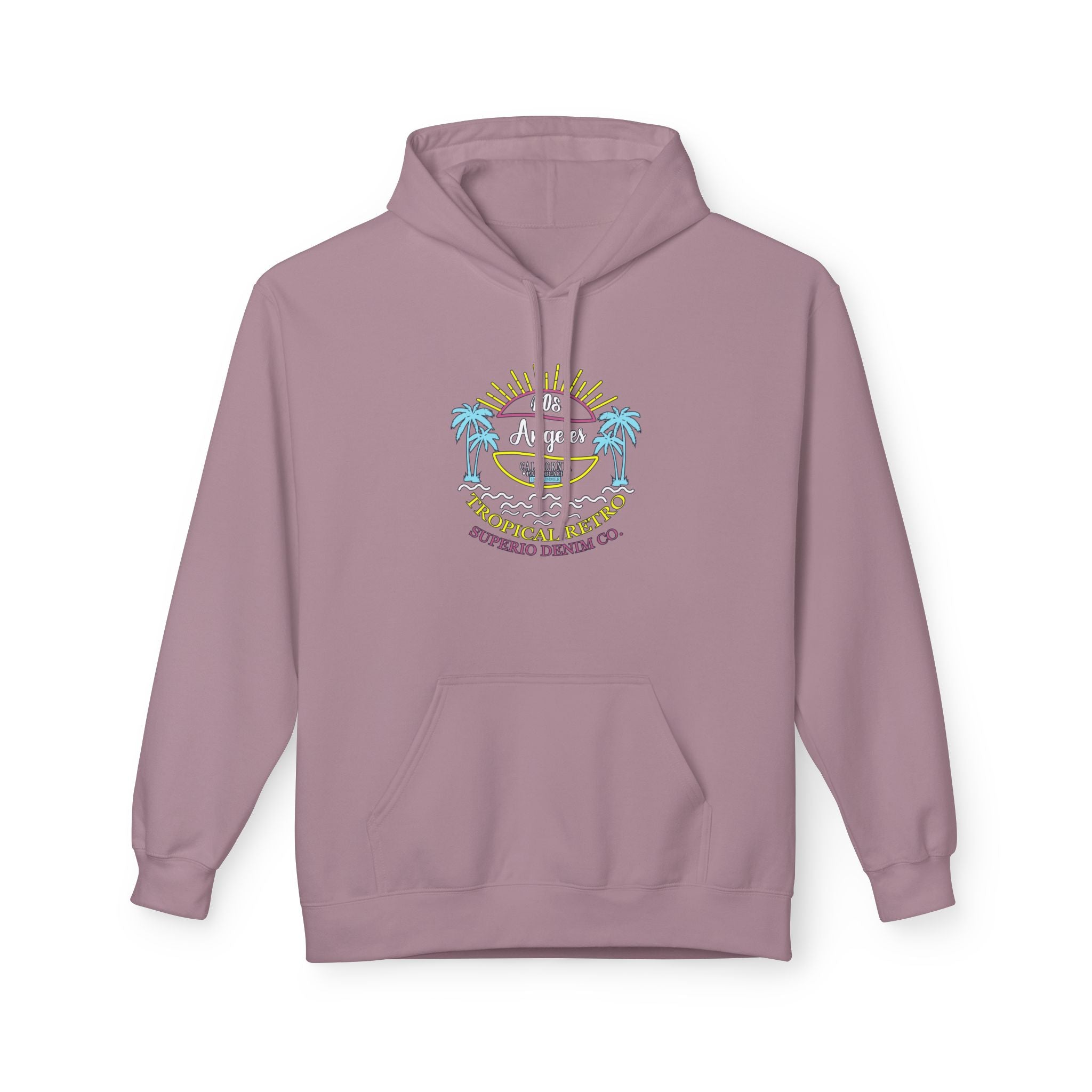 Surf Vibes Hoodie Coastal Palms & Sunset Graphic