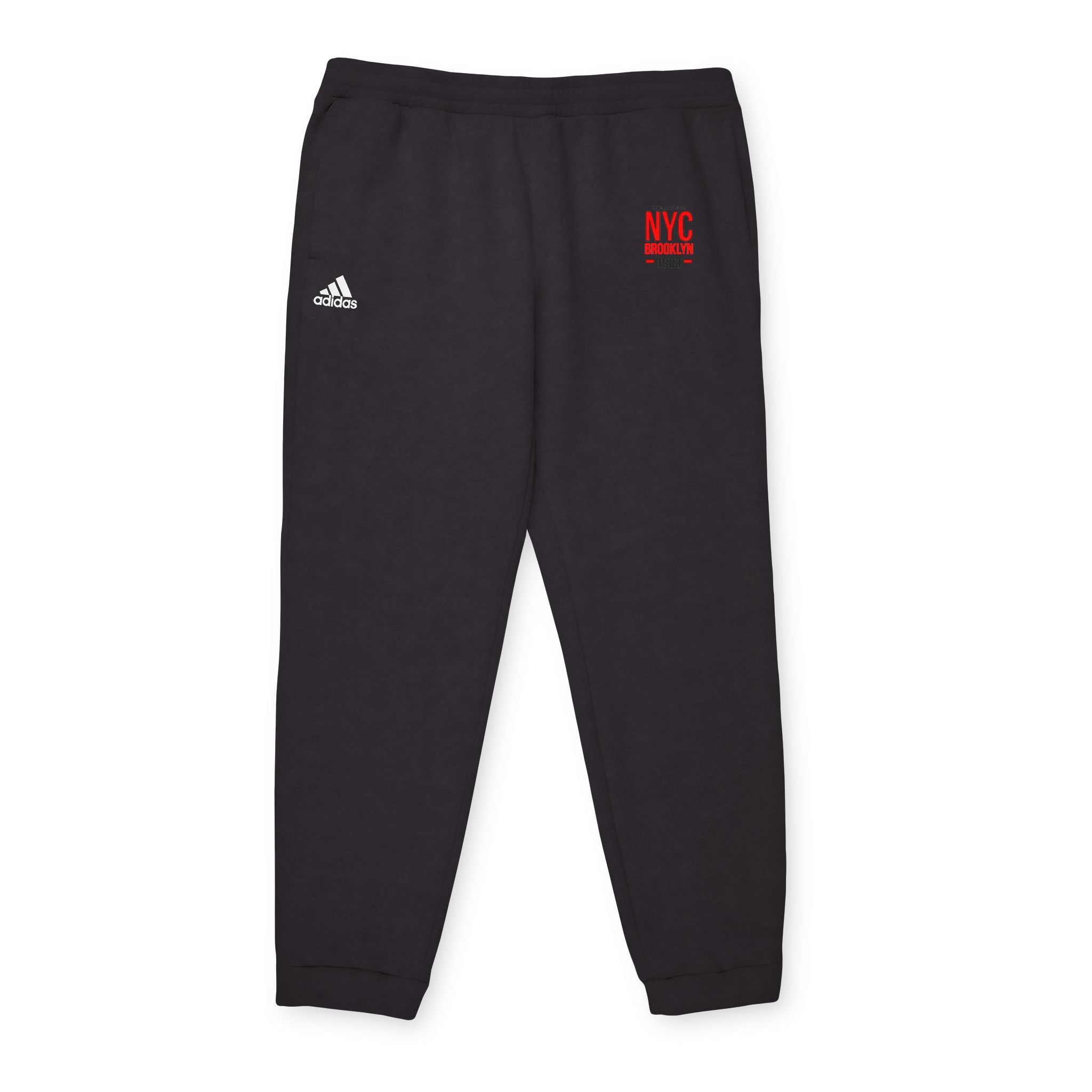 Fleece Joggers Cozy Grey Adidas-Style Sweatpants with Small Red Logo