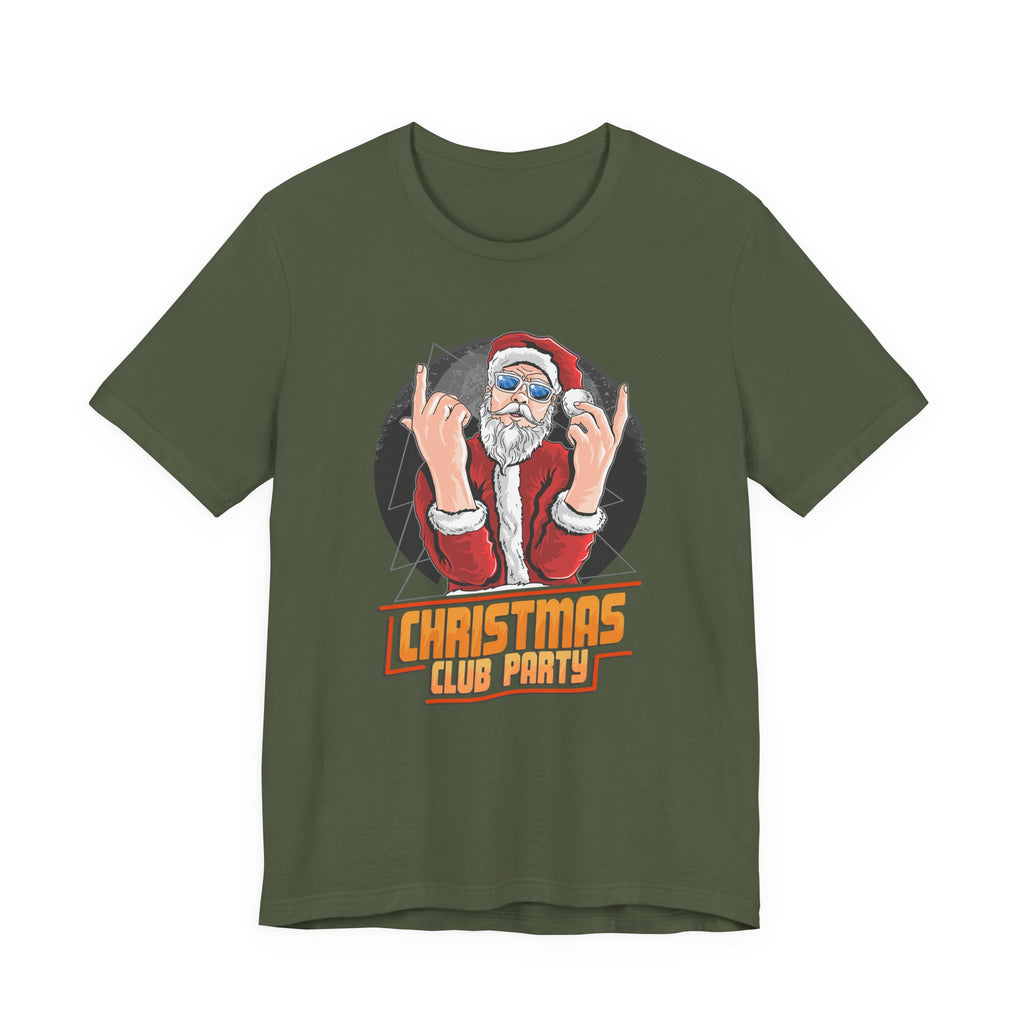 Santa Rocker Christmas Club Party Tee  Retro Holiday Graphic