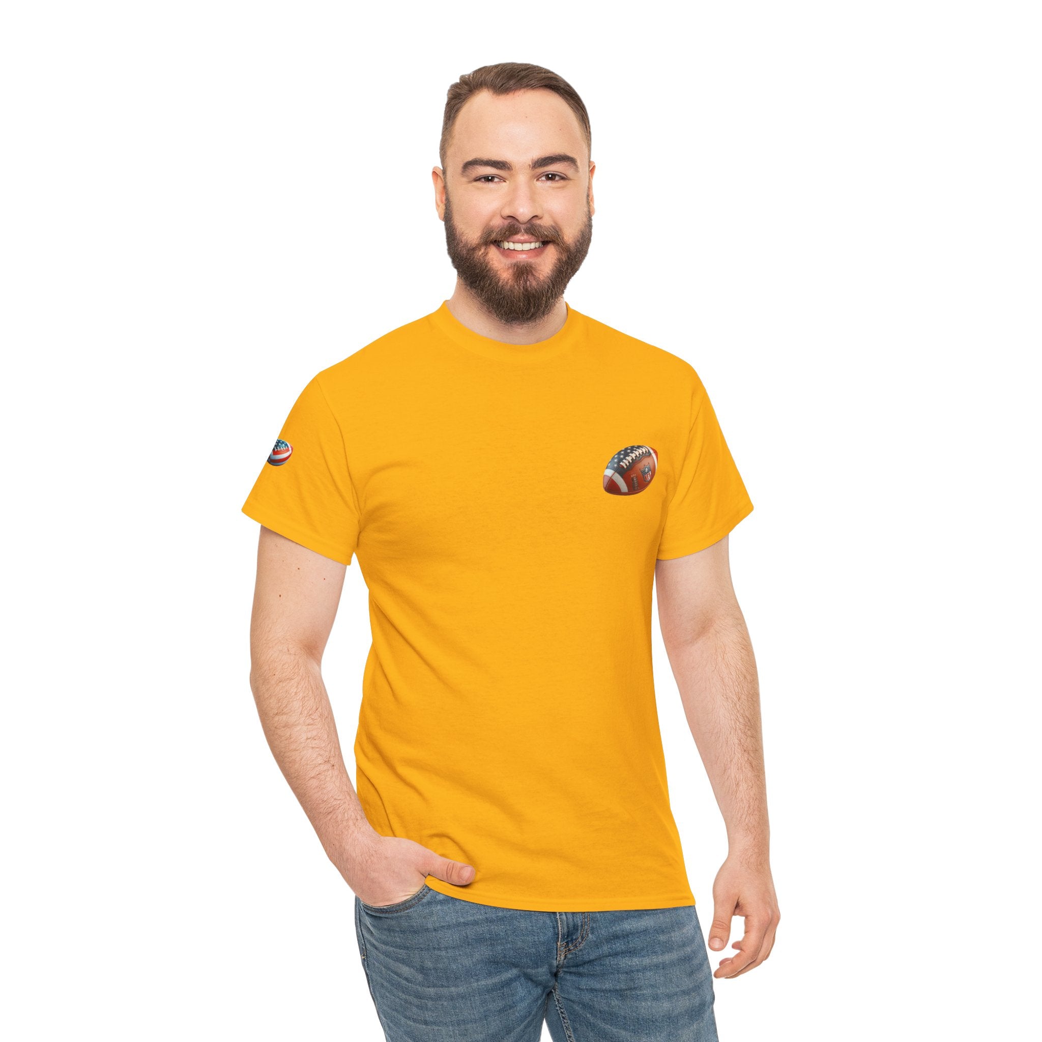 Football Player Graphic Tee  Retro Gridiron Jersey Design