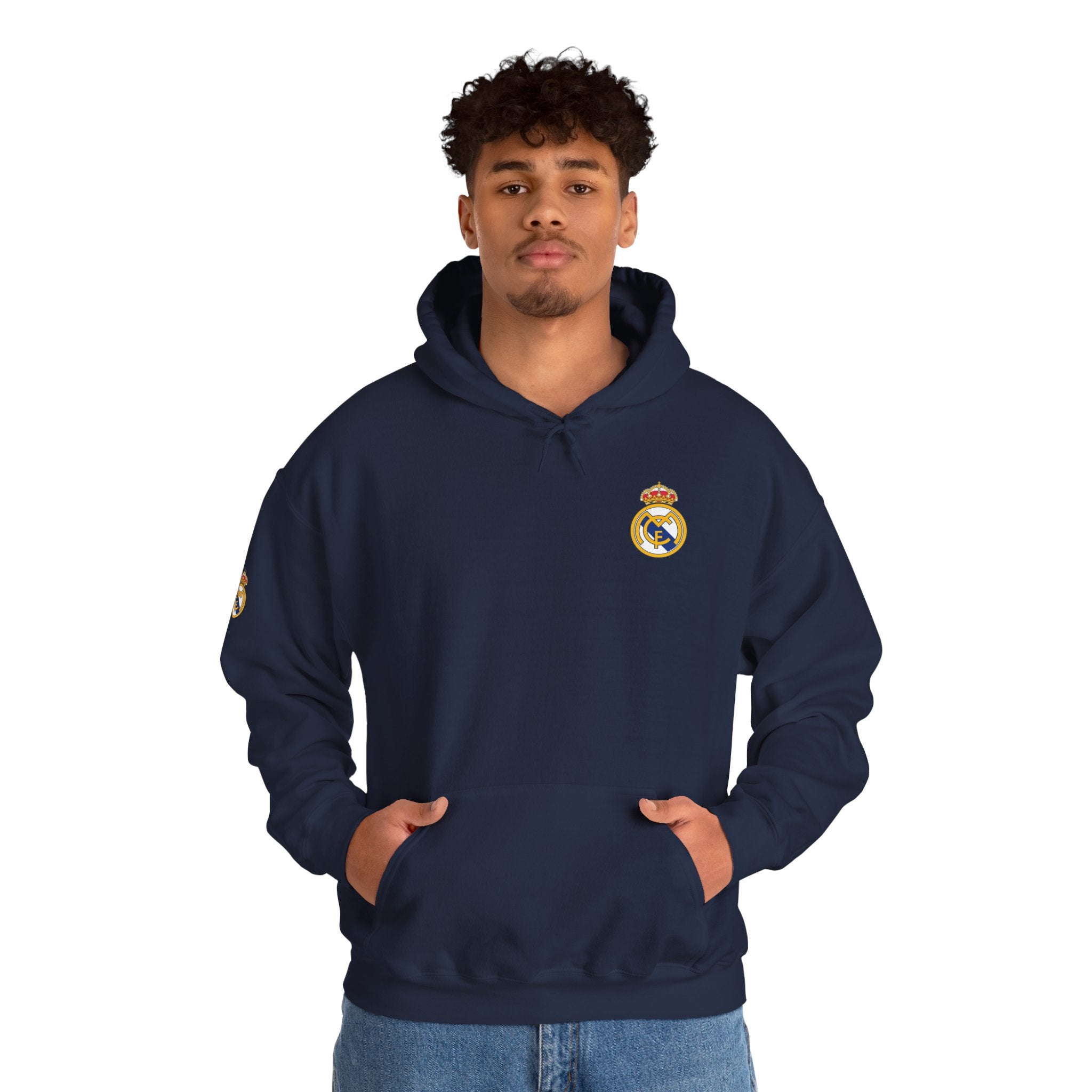 Real Madrid Crest Hoodie  Minimal White Soccer Pullover