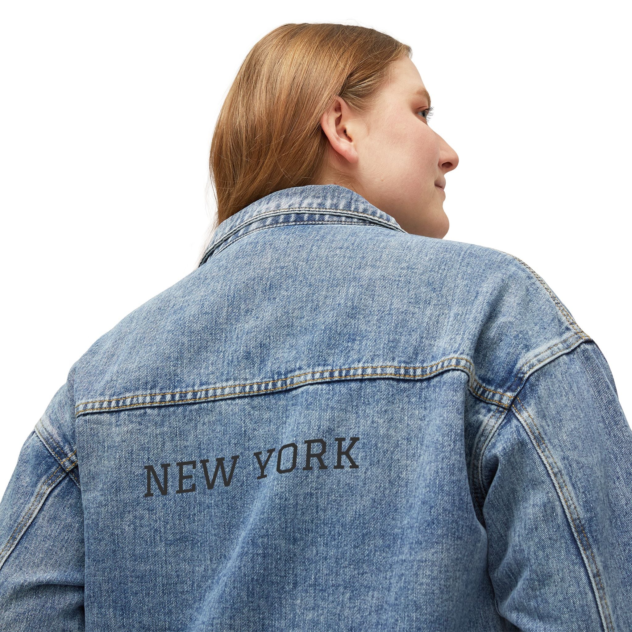 Women's Denim Jacket Vintage New York Embroidered Jean Jacket