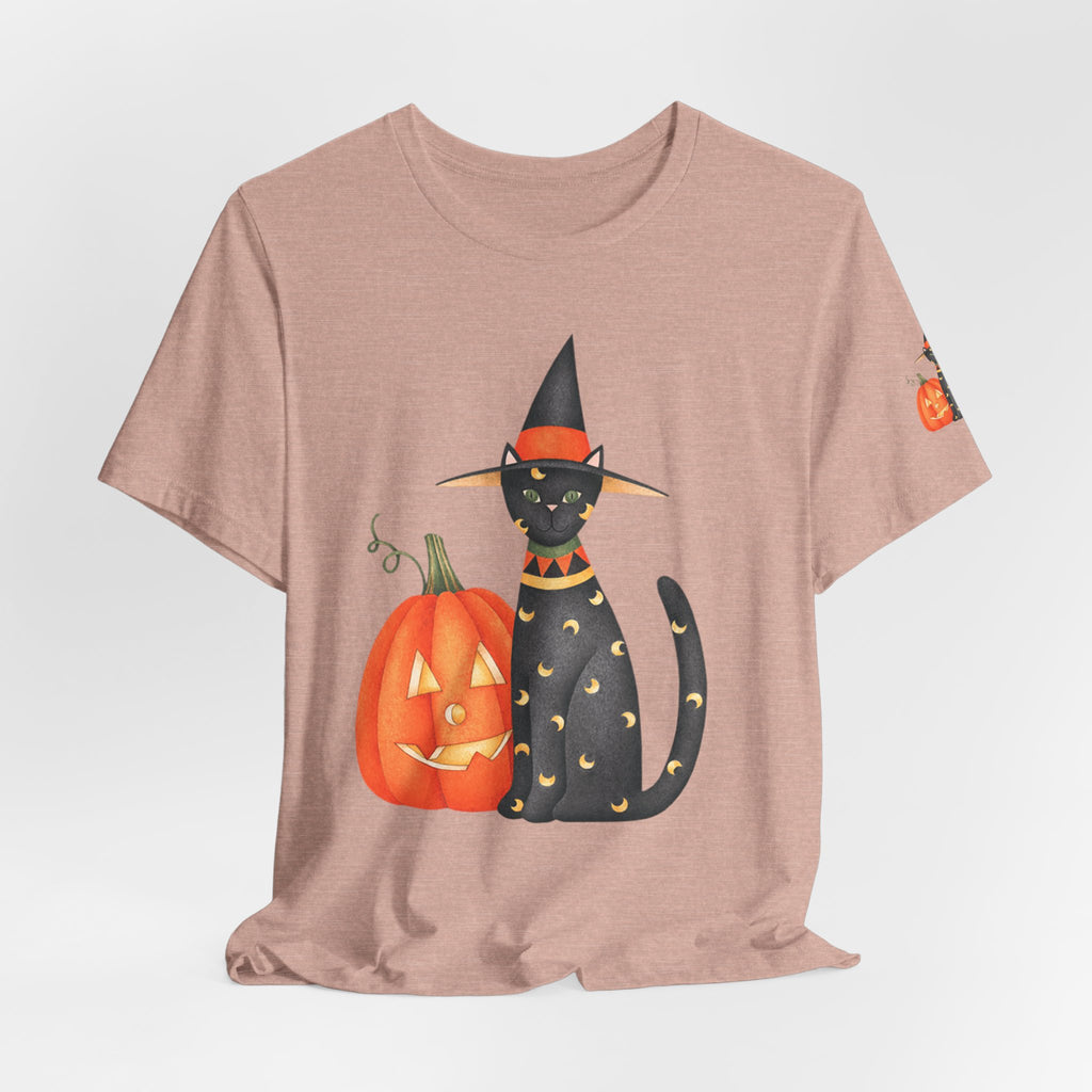 Halloween Cat Tee, Spooky Cat Shirt, Unisex Halloween T-Shirt, Pumpkin Cat Apparel, Halloween Costume Tee