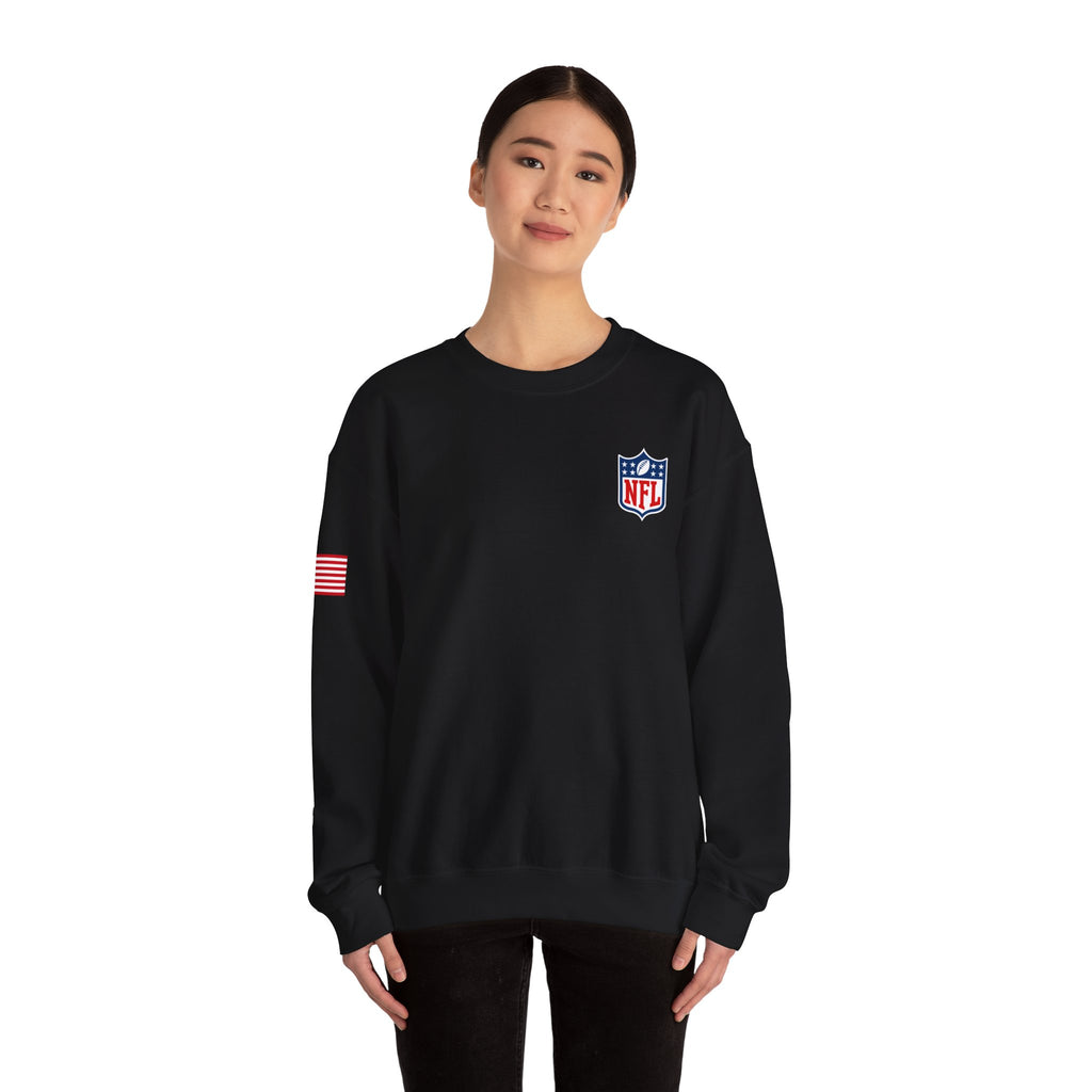 NFL Logo Crewneck Sweatshirt with American Flag Sleeve