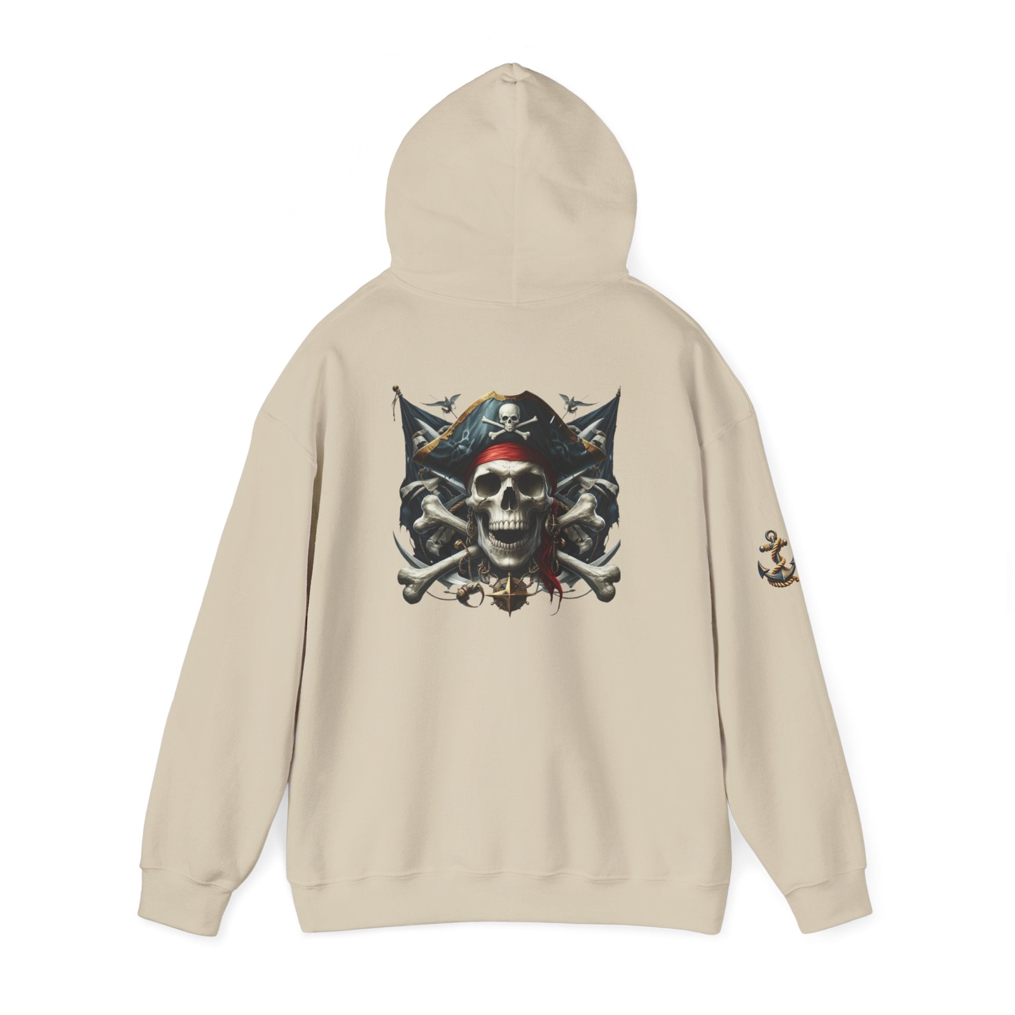 Pirate Skull Anchor Hoodie  Nautical Skull & Crossbones Pullover
