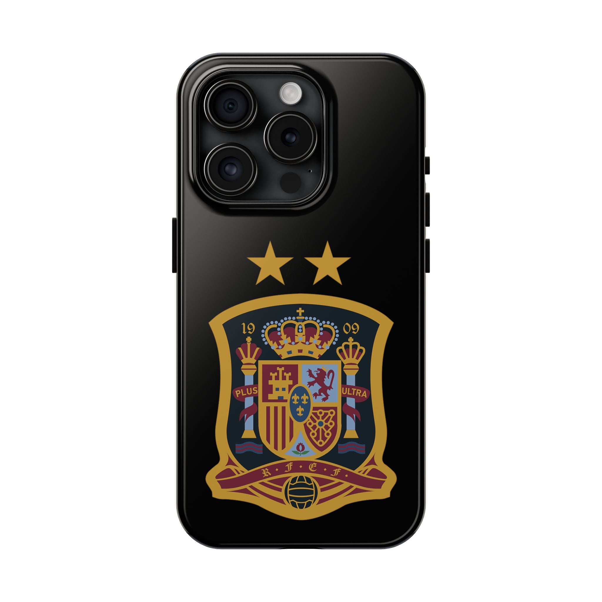 Spain Soccer Crest Tough Phone Case  Black Protective iPhone Case with Two Stars