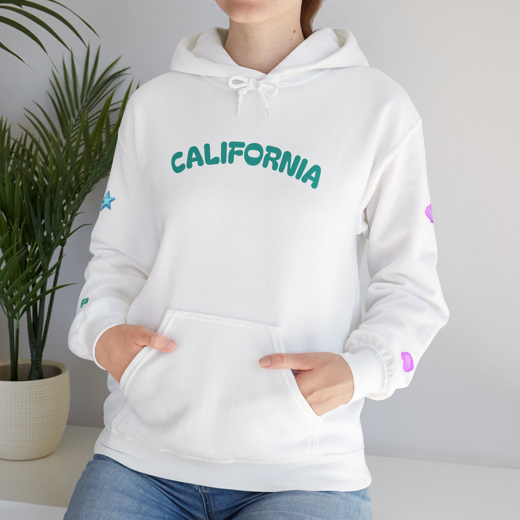 California Palm Tree Hoodie | Beach Island Graphic, Sleeve Icons
