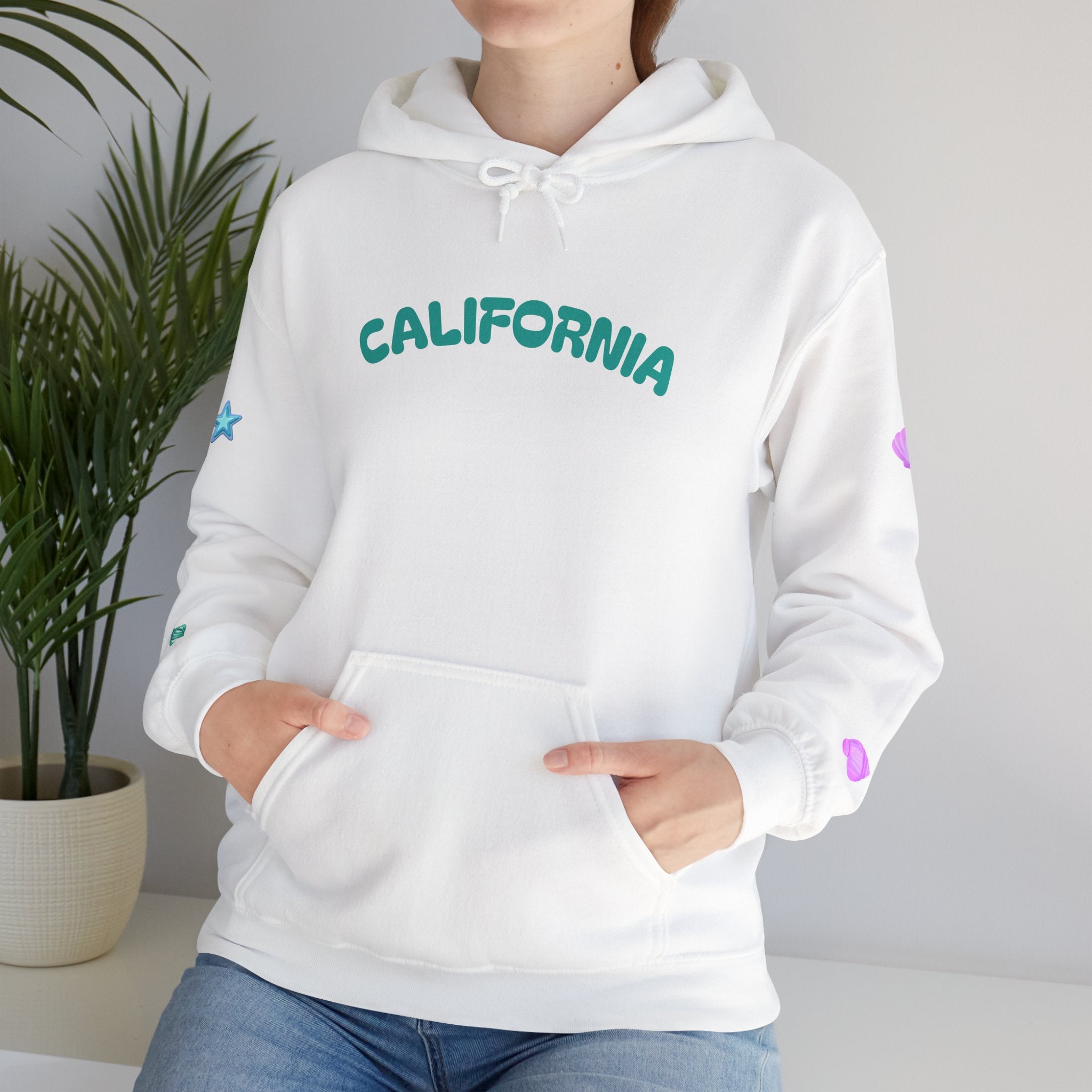 California Palm Tree Hoodie | Beach Island Graphic, Sleeve Icons