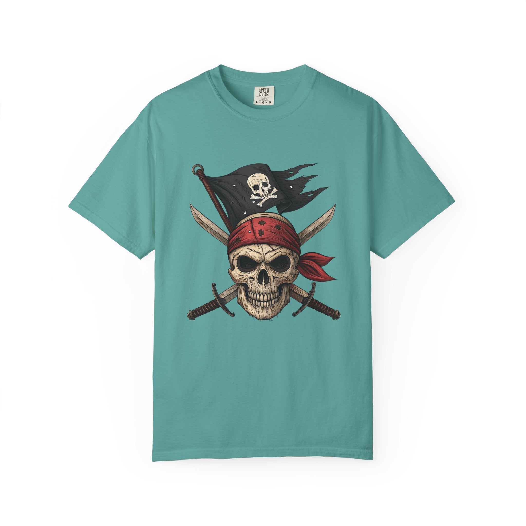 Pirate Skull T-Shirt Jolly Roger Bandana Graphic Tee