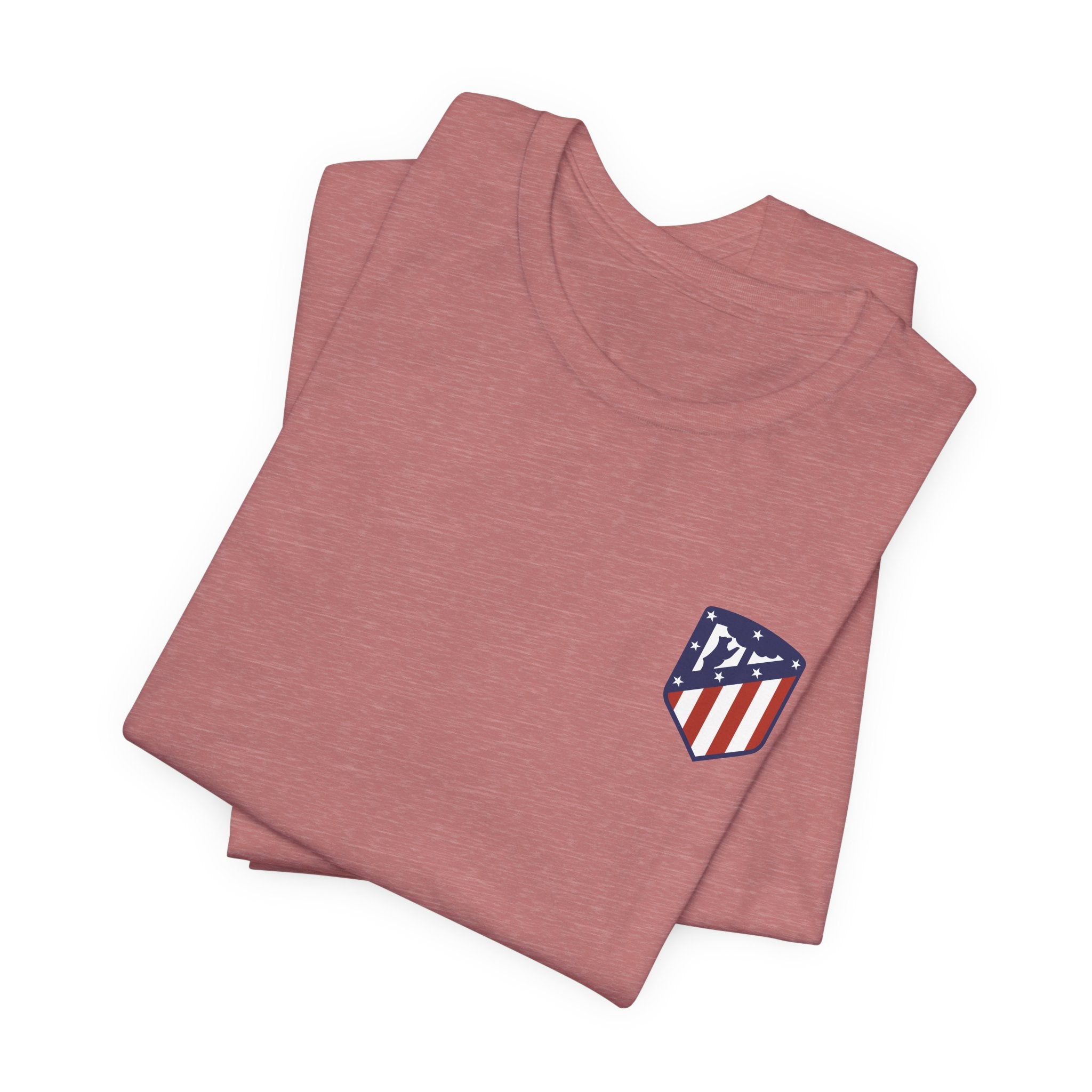 Atletico Madrid Shield T-Shirt Front Chest & Sleeve Logo Soccer Tee