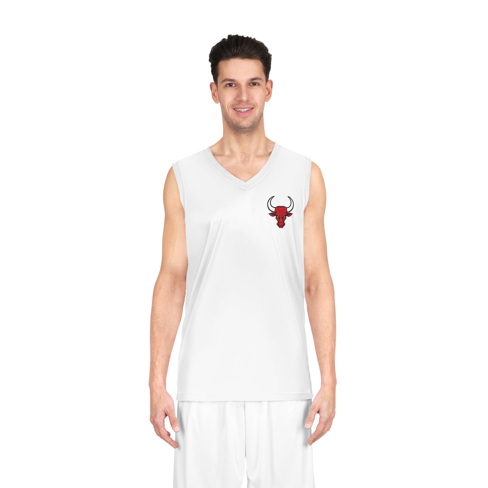 Chicago Bulls White NBA Basketball Jersey — Bull Head Chest Logo