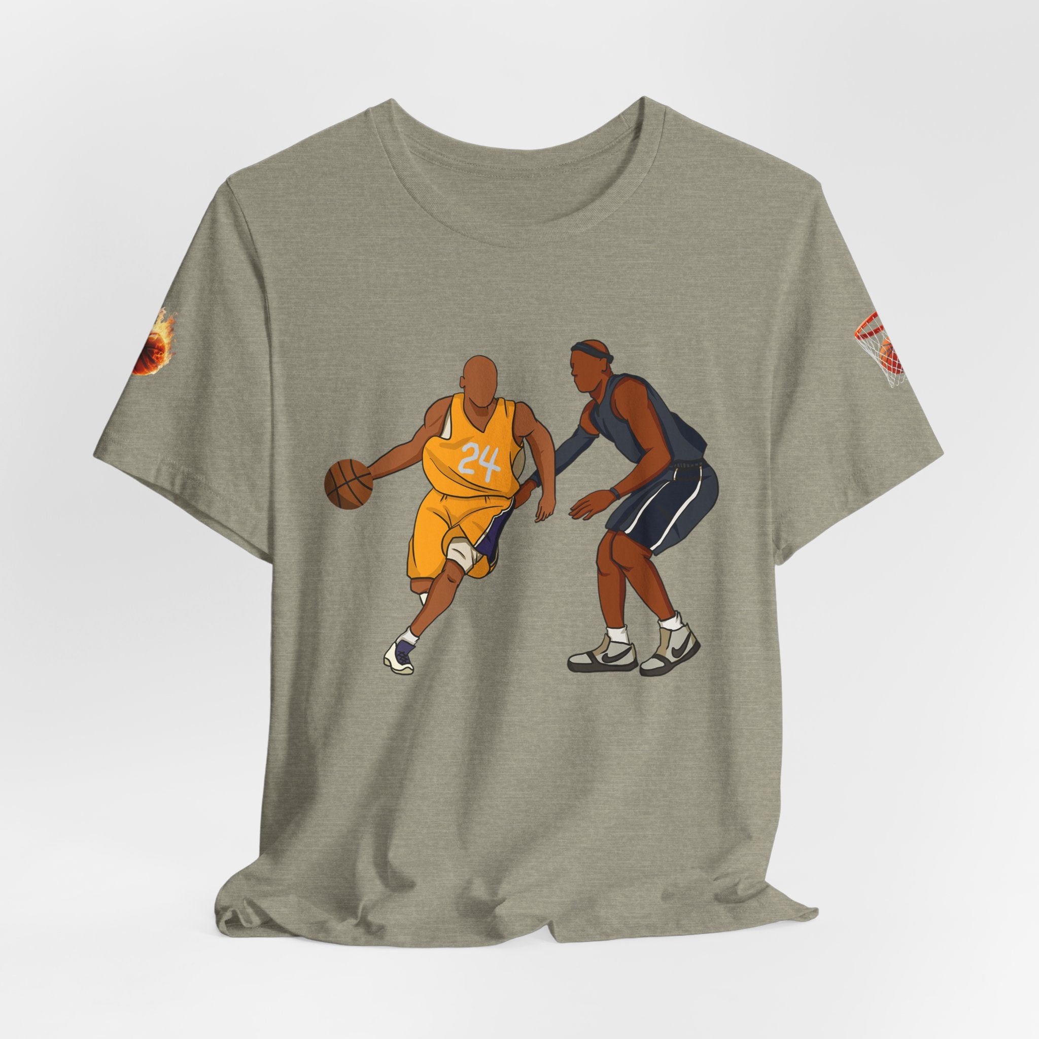 Basketball Players Tee Dribble Defender Court Illustration